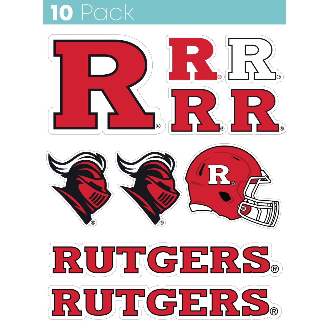 Rutgers Scarlet Knights 10 Pack Collegiate Vinyl Decal StickerÂ 