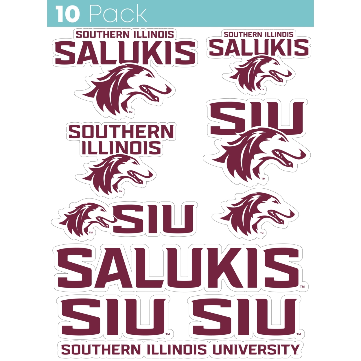 Southern Illinois Salukis 10 Pack Collegiate Vinyl Decal StickerÂ 