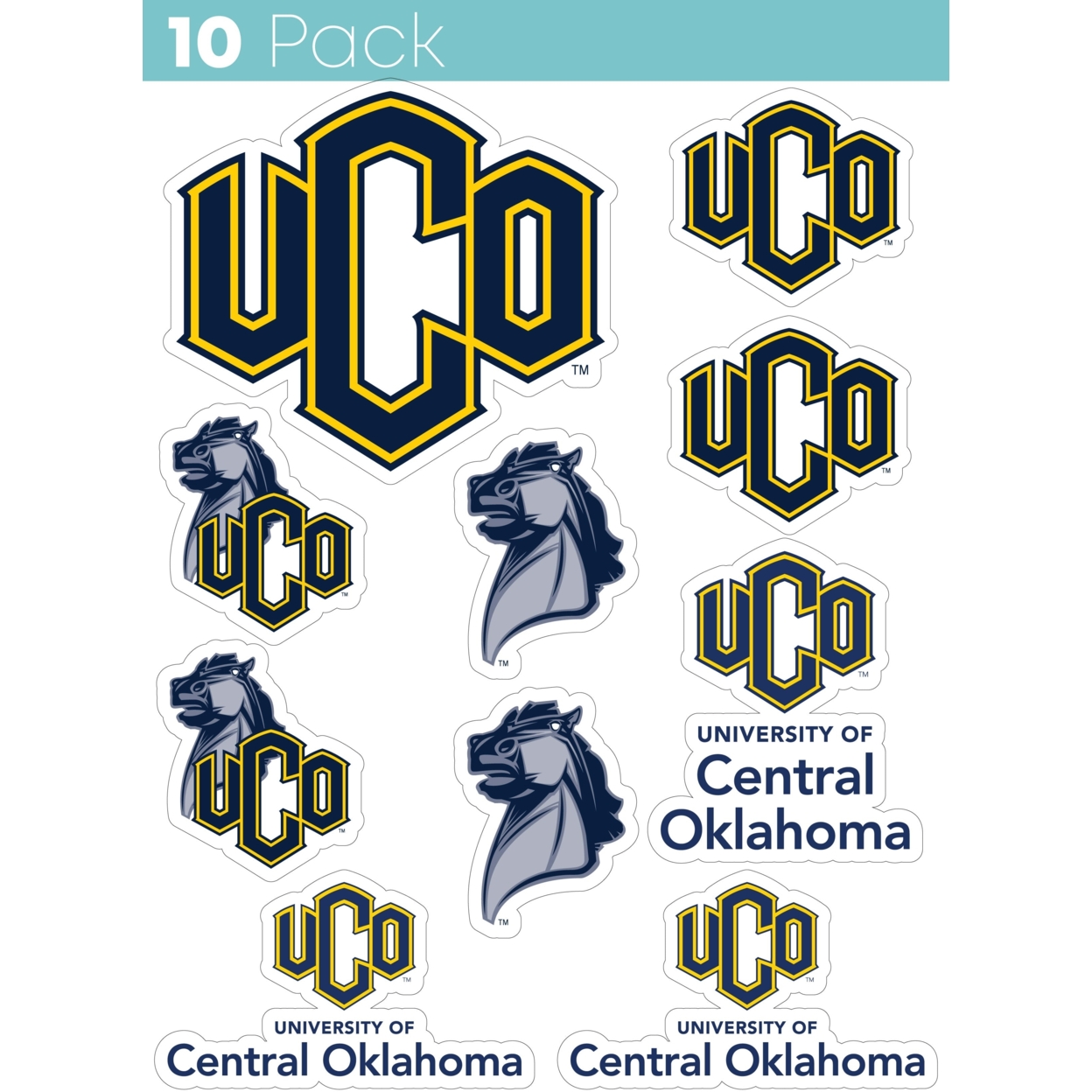 University Of Central Oklahoma Bronchos 10 Pack Collegiate Vinyl Decal StickerÂ 