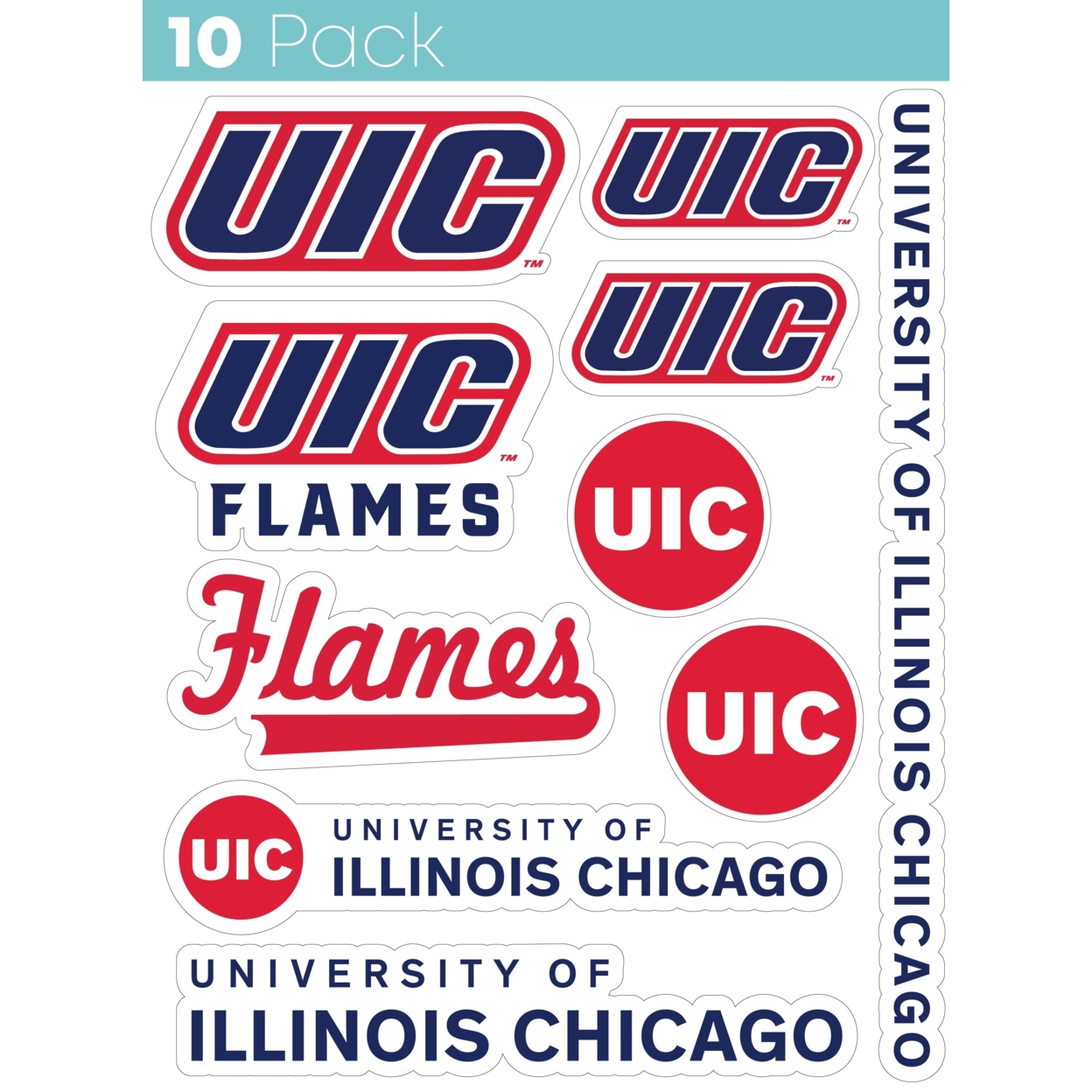 University Of Illinois At Chicago 10 Pack Collegiate Vinyl Decal StickerÂ 