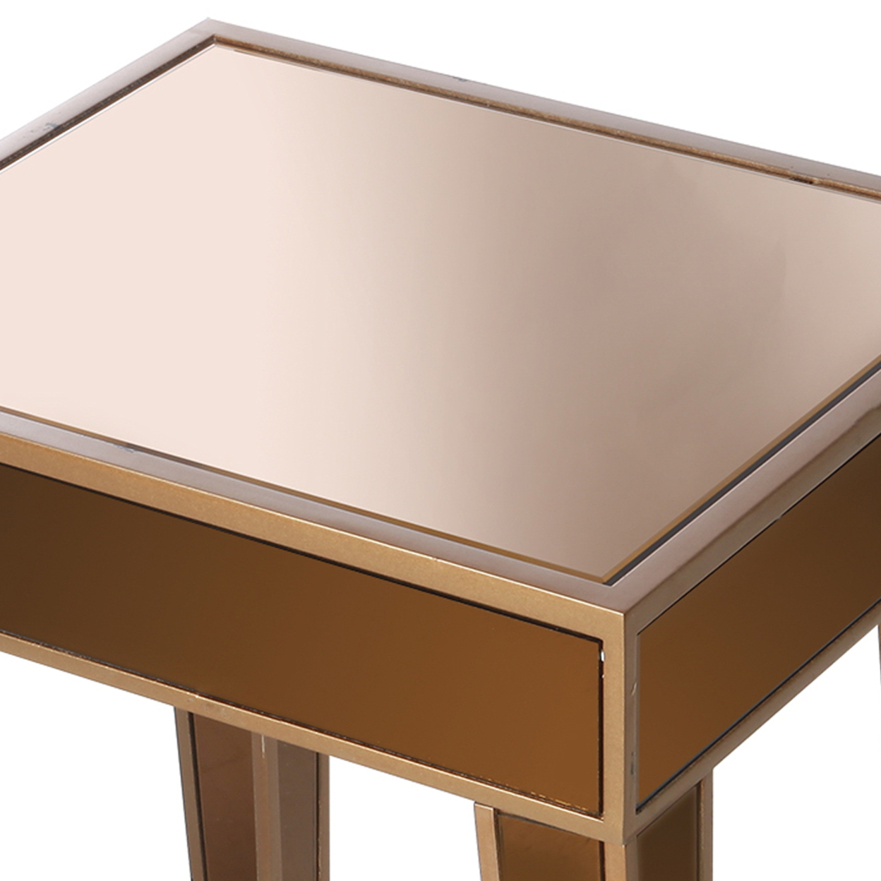 21, 17 Inch Side End Table, Mirror Tops, Wood Frames, Set Of 2, Brown- Saltoro Sherpi