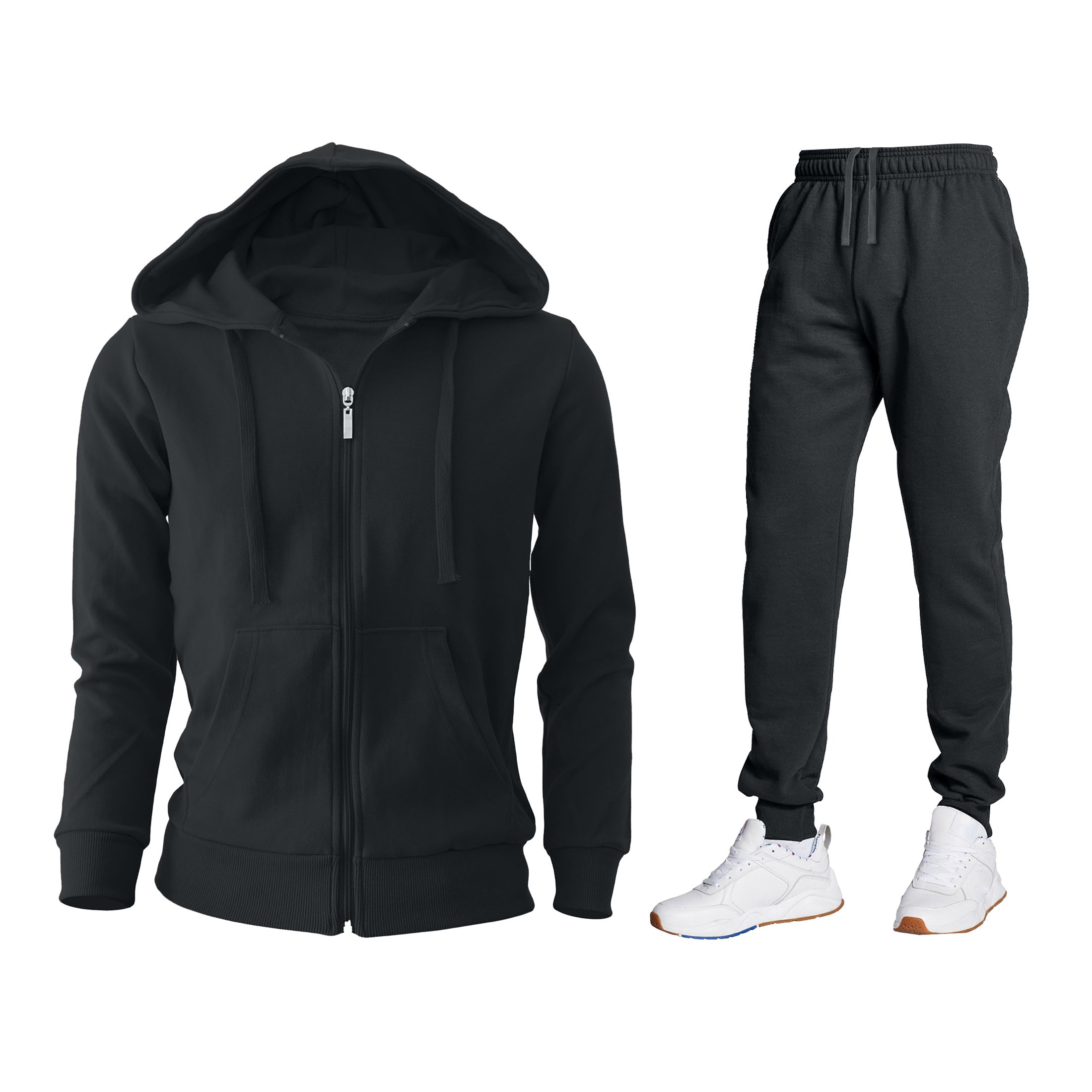 Men's Casual Jogging Suit Track Sports Zip Up Jogger Set - L