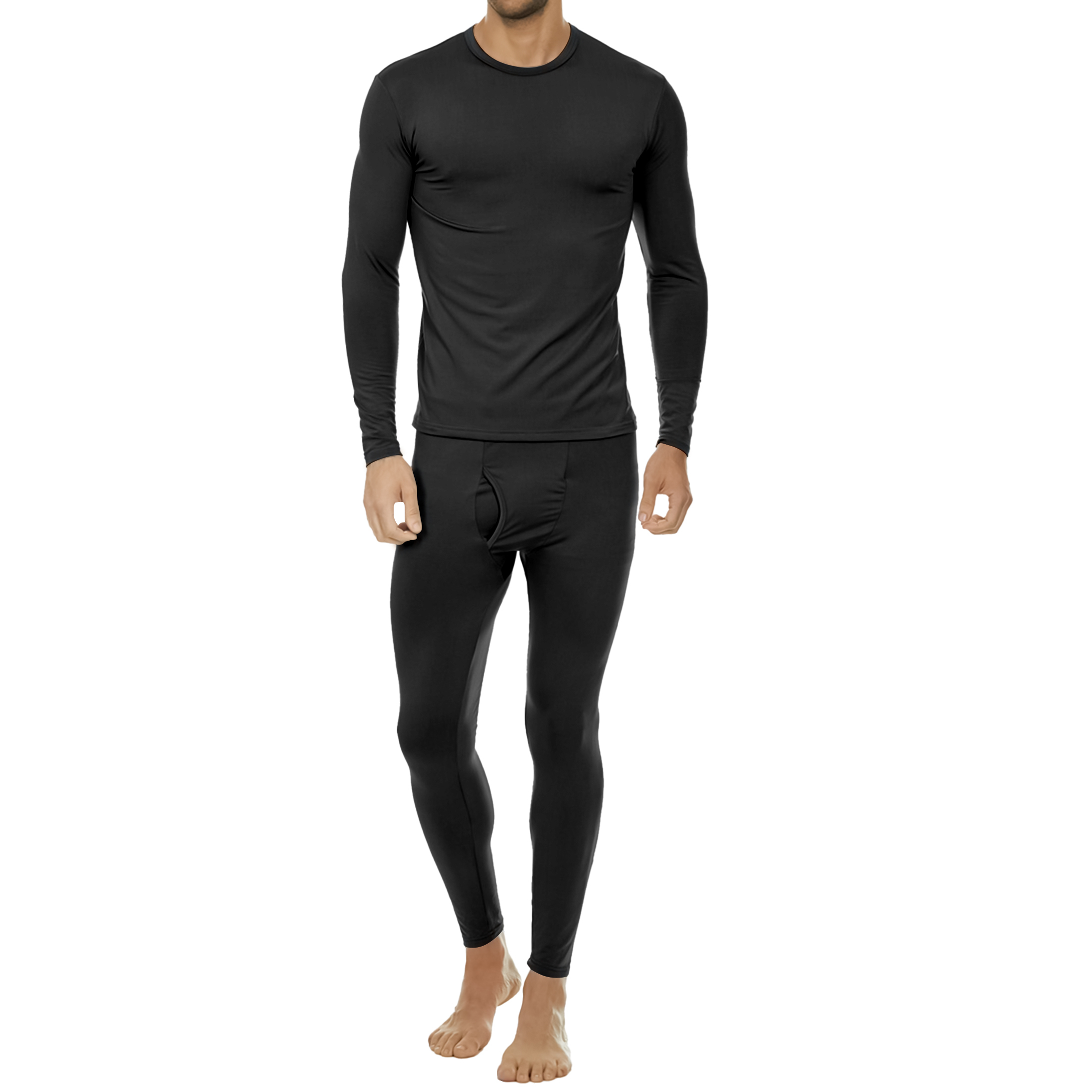 Men's Fleece Lined Thermal Underwear Set For Cold Weather - L