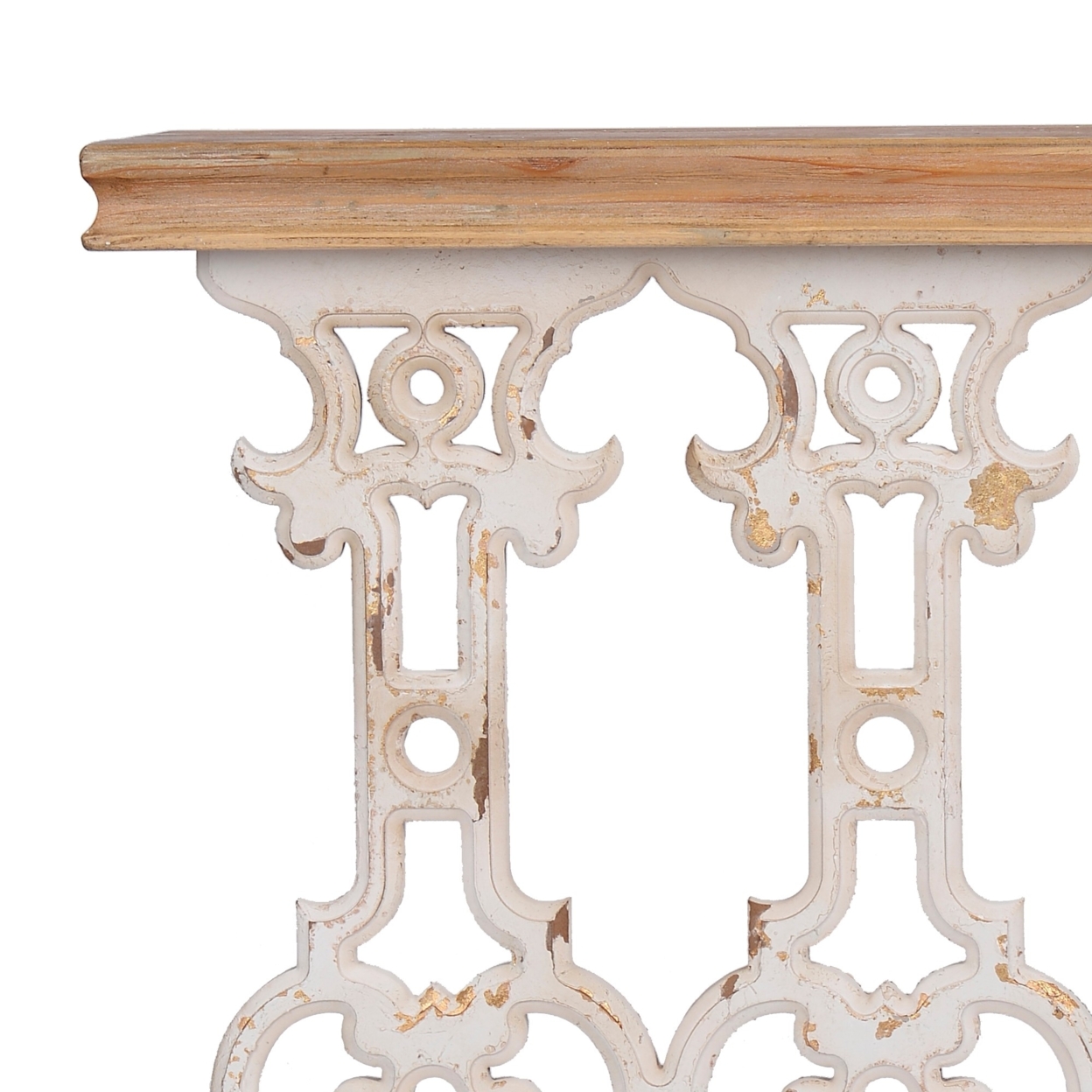 32 Inch Console Table, Fir Wood, Traditional, Scrollwork, Antique White, Saltoro Sherpi