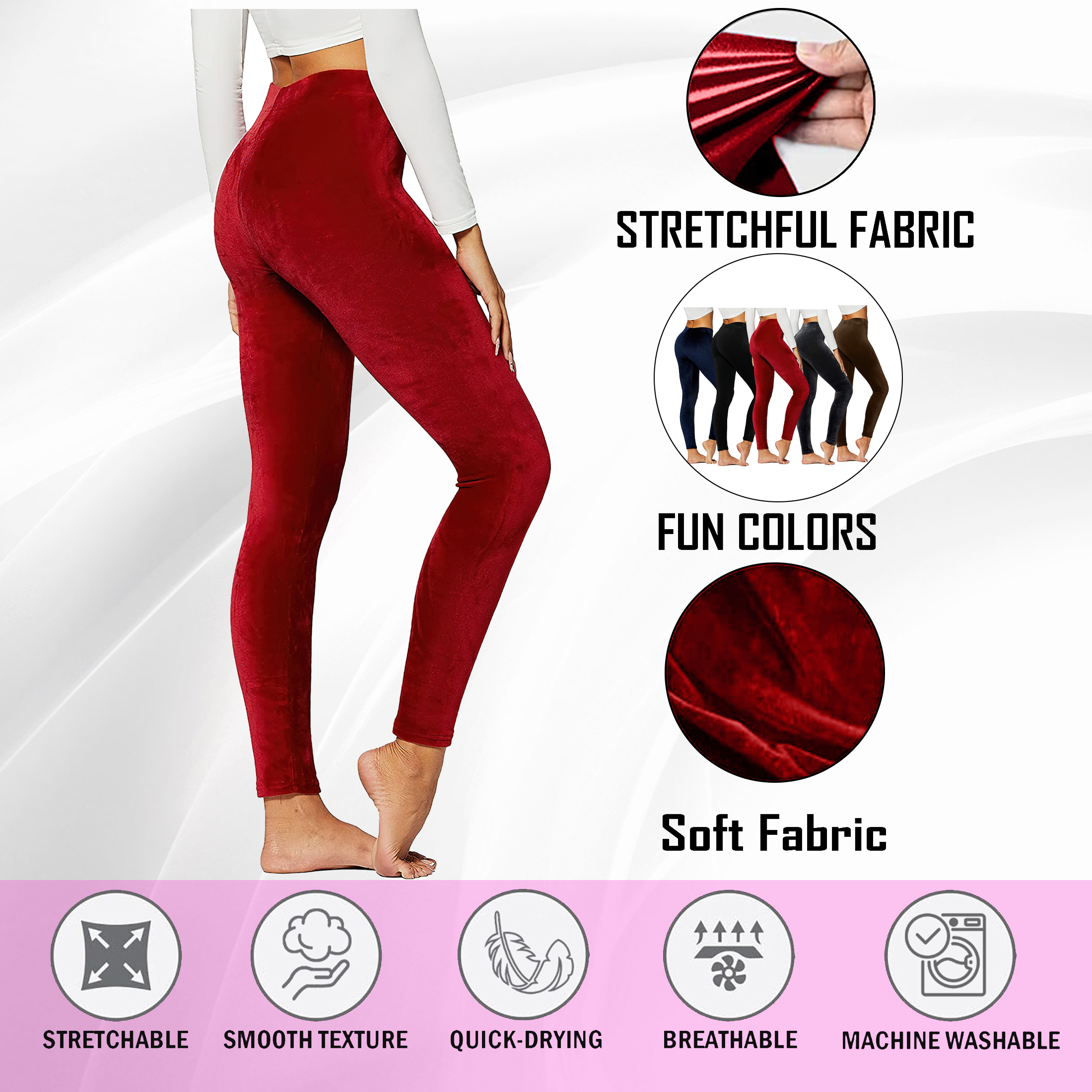 Womens Velour Yoga Pants Leggings Soft Stretch Tummy Control Random Color