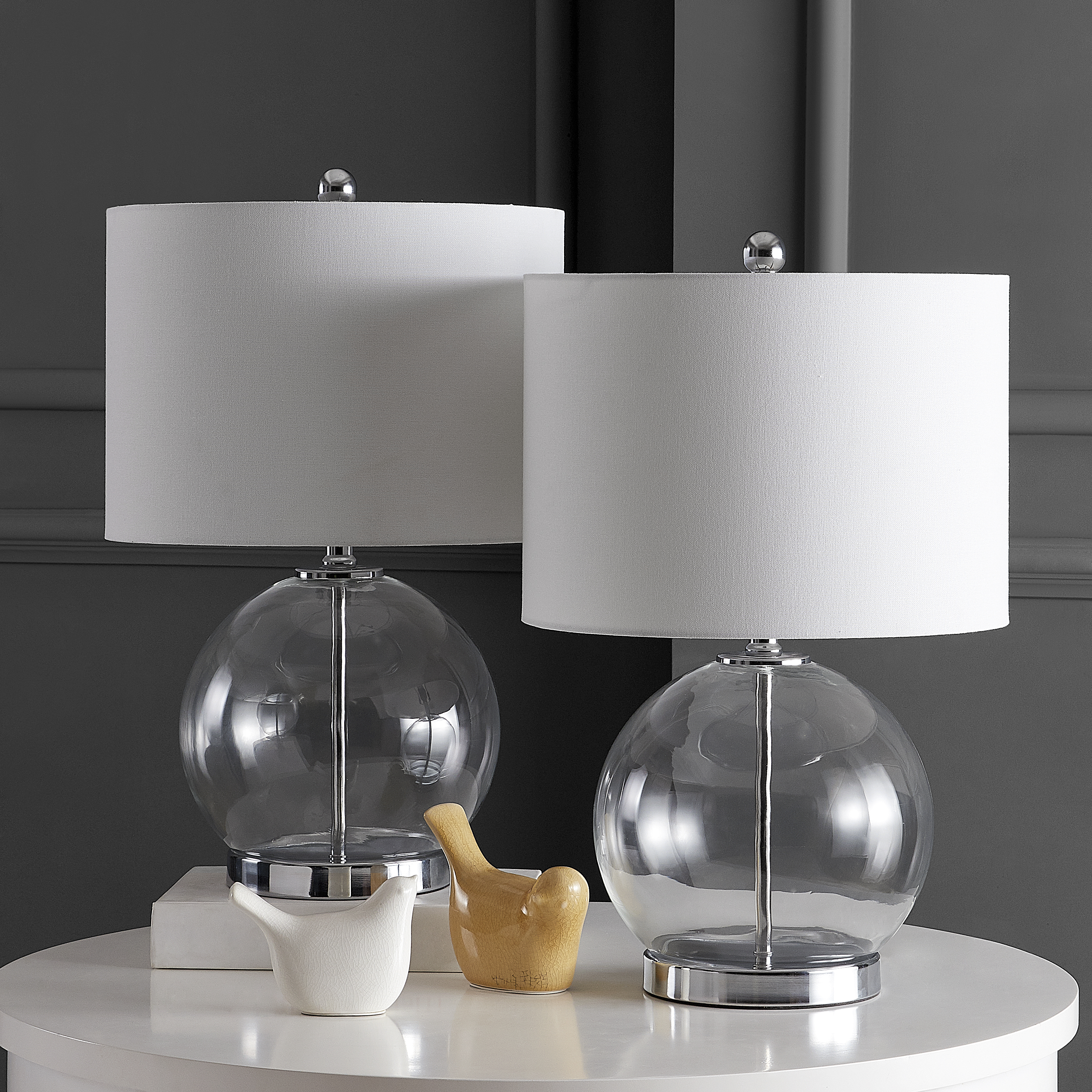SAFAVIEH Lonni Table Lamp (Set Of 2) , Clear / Chrome ,