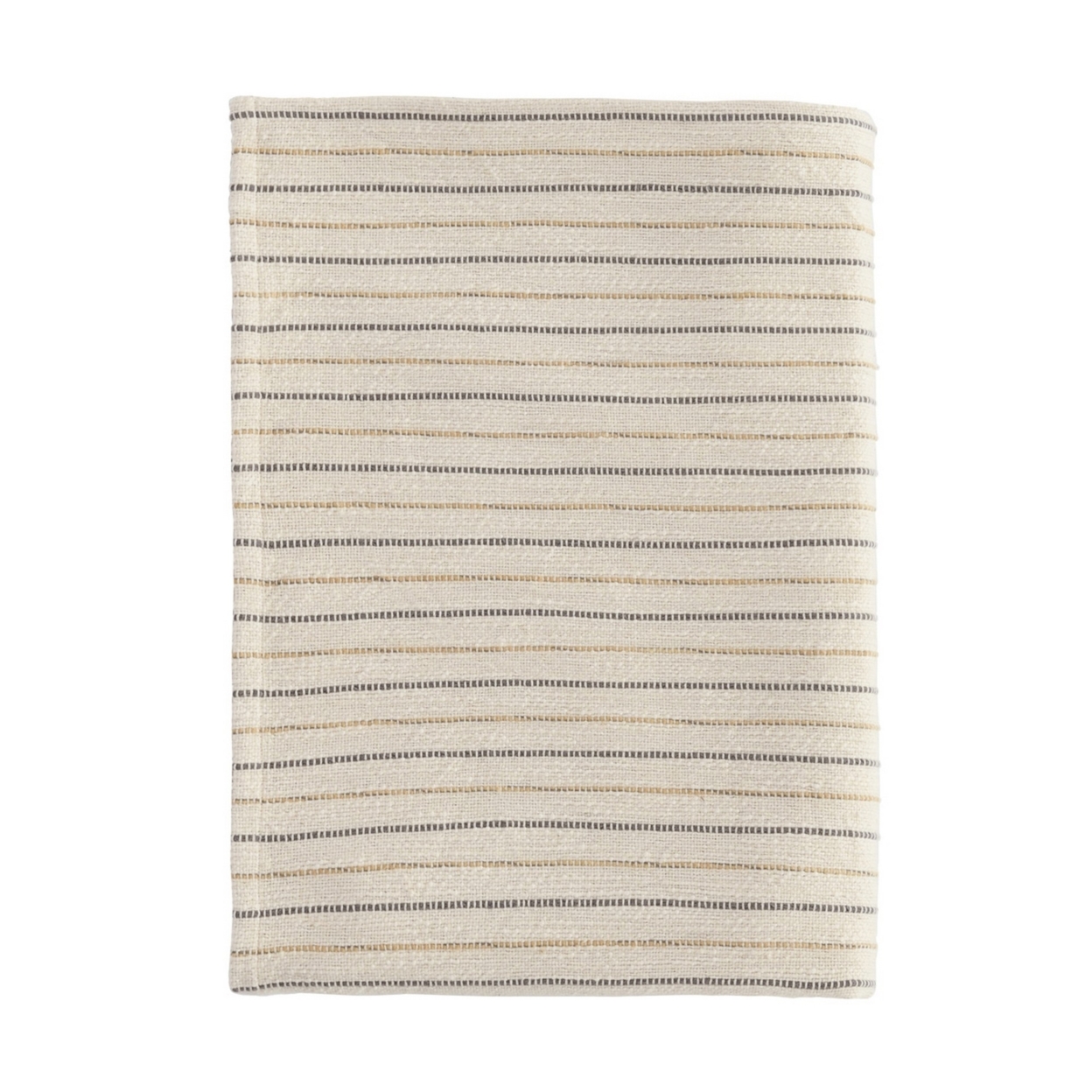 70 Inch Extra Soft Cotton Throw Blanket, Yarn Dyed Striped Design, Cream, Saltoro Sherpi