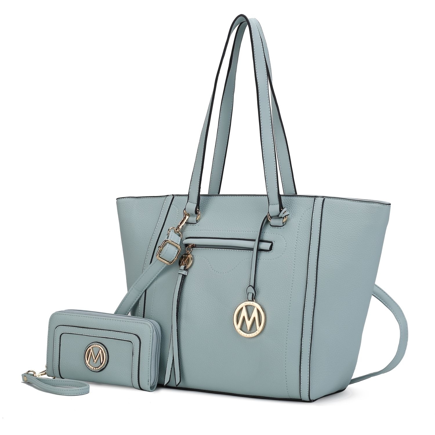 MKF Collection Alexandra Vegan Leather Women's Tote Bag By Mia K With Wallet - 2 Pieces - Seafoam
