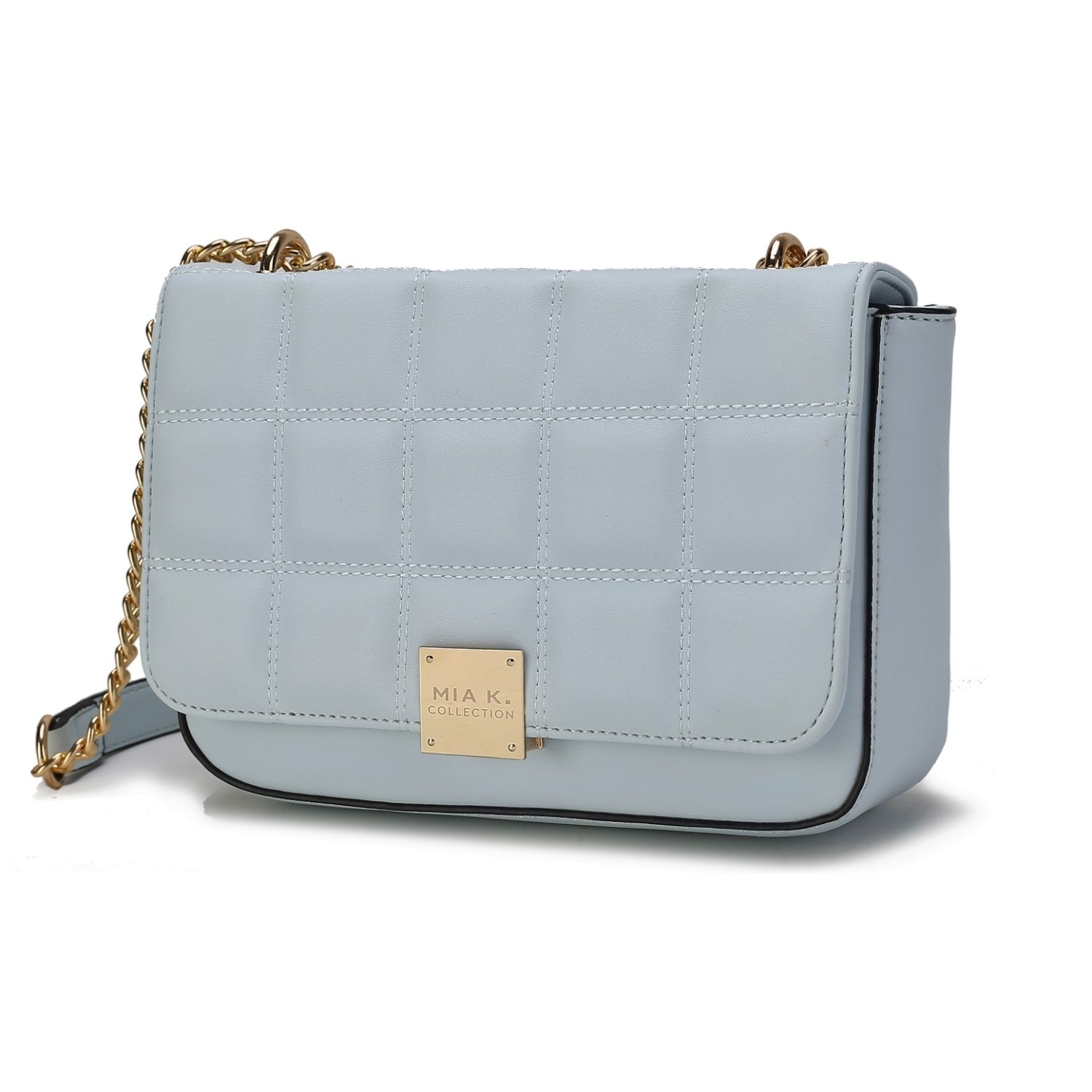 MKF Collection Nyra Quilted Vegan Leather Women's Shoulder Bag - Light Blue