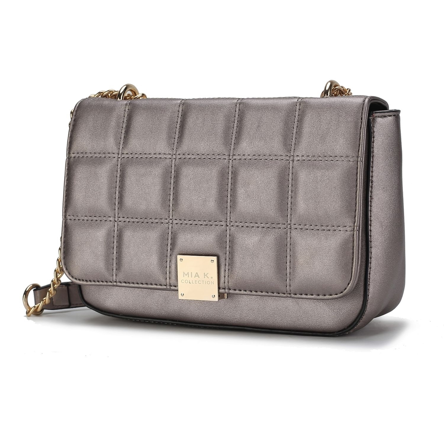 MKF Collection Nyra Quilted Vegan Leather Women's Shoulder Bag - Pewter