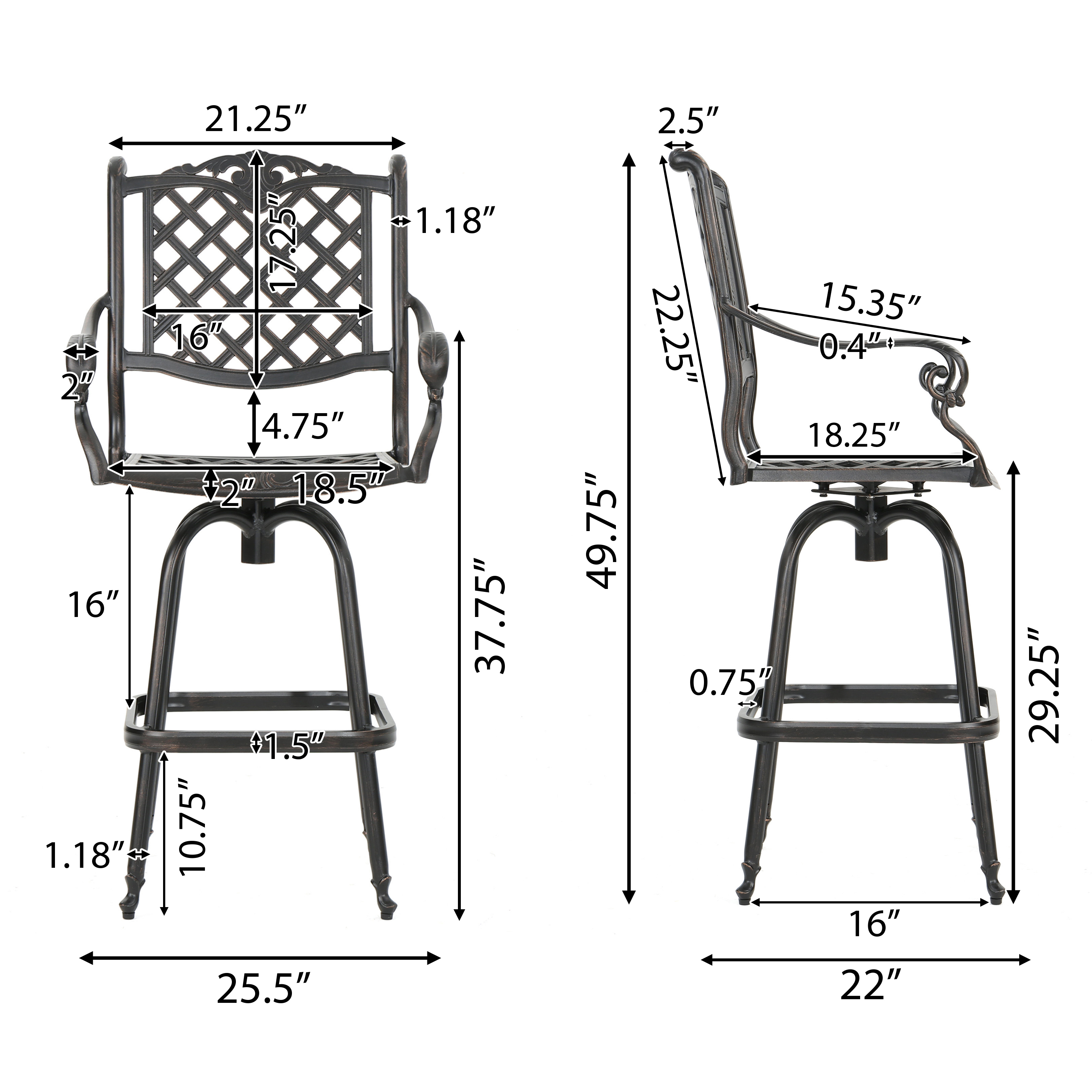 Pomelo 30-Inch Outdoor Cast Aluminum Barstool