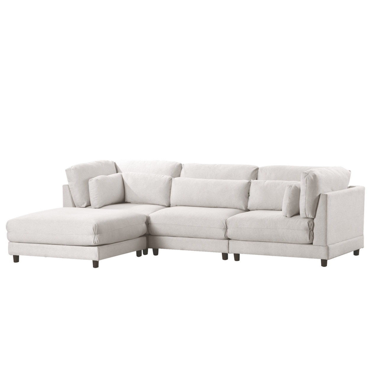 Modern 2 Piece L Shaped Sectional Sofa Set With Chaise, Beige Upholstery- Saltoro Sherpi