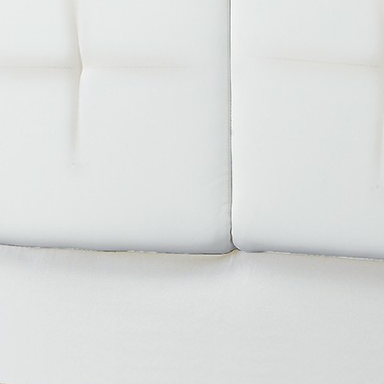 Amy Full Size Platform Bed, Vegan Faux Leather Upholstery, White- Saltoro Sherpi
