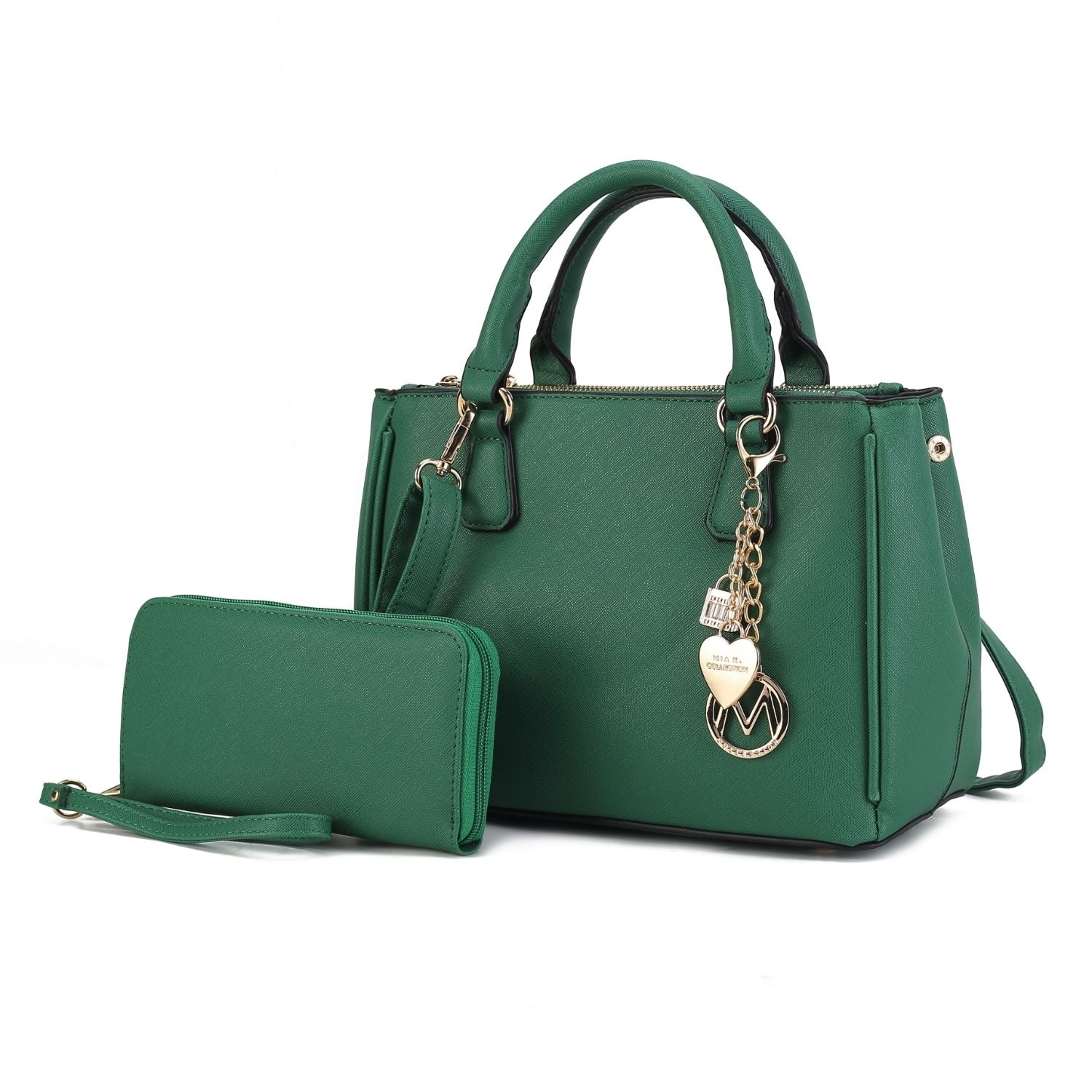 MKF Collection Ruth Vegan Leather Women's Satchel Bag By Mia K With Wallet - 2 Pieces - Green