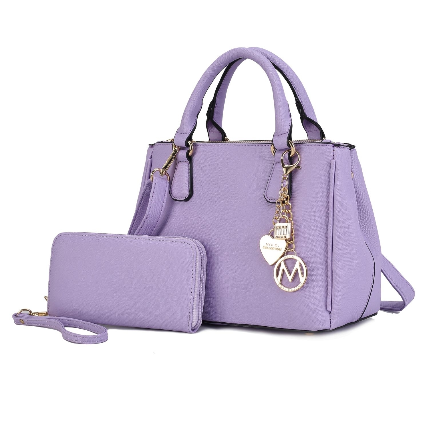 MKF Collection Ruth Vegan Leather Women's Satchel Bag By Mia K With Wallet - 2 Pieces - Lilac
