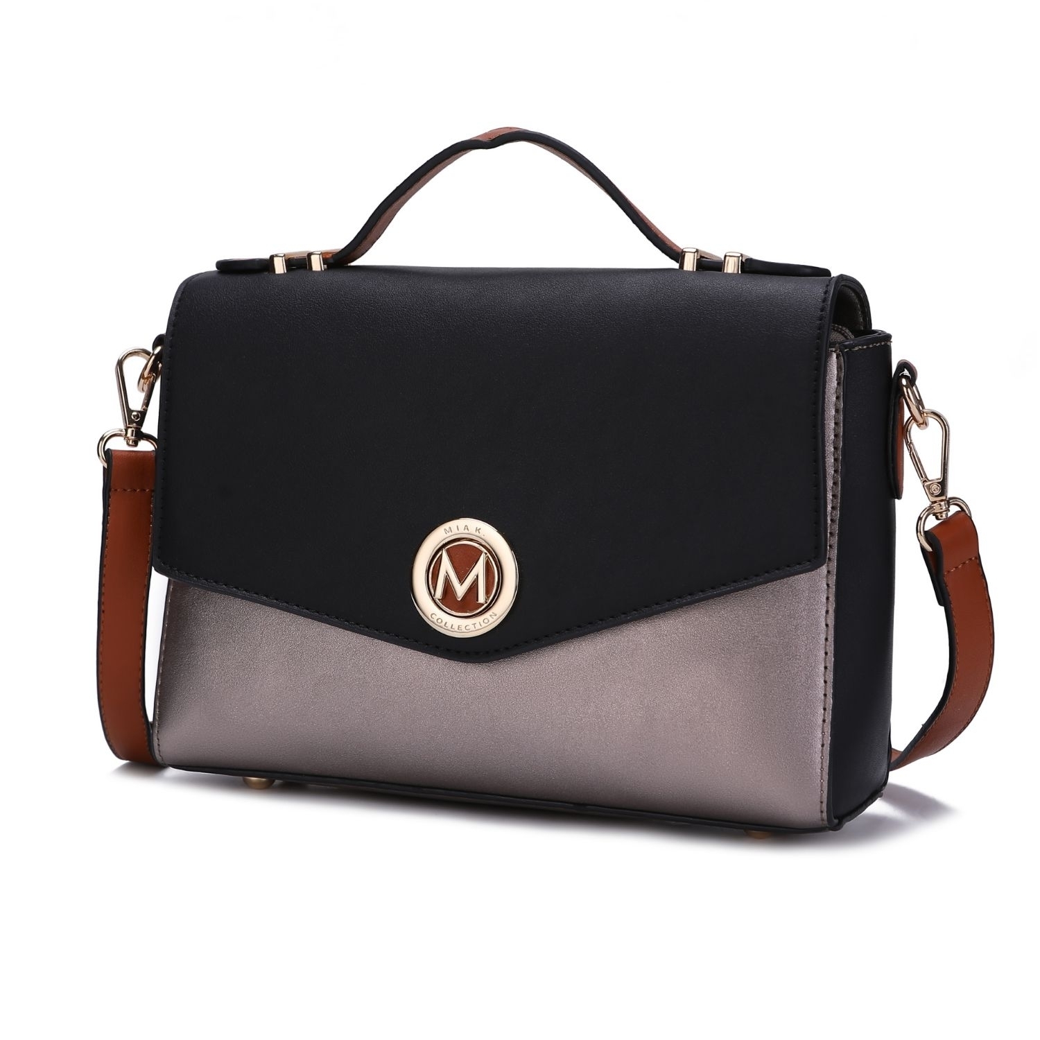 MKF Collection Zayla Color Block Vegan Leather Women's Shoulder Bag By Mia K. - Coffee-ivory