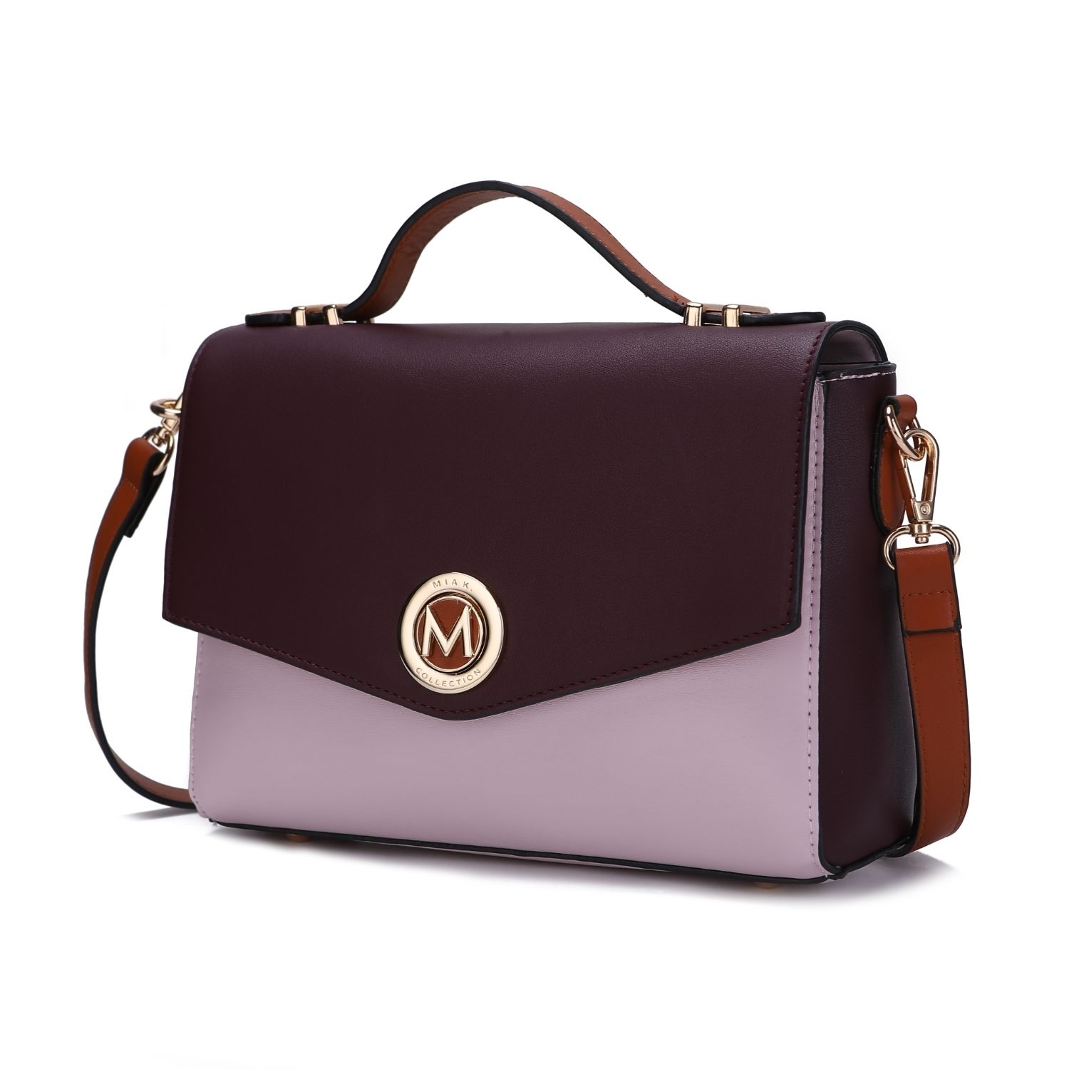 MKF Collection Zayla Color Block Vegan Leather Women's Shoulder Bag By Mia K. - Burgundy-lilac