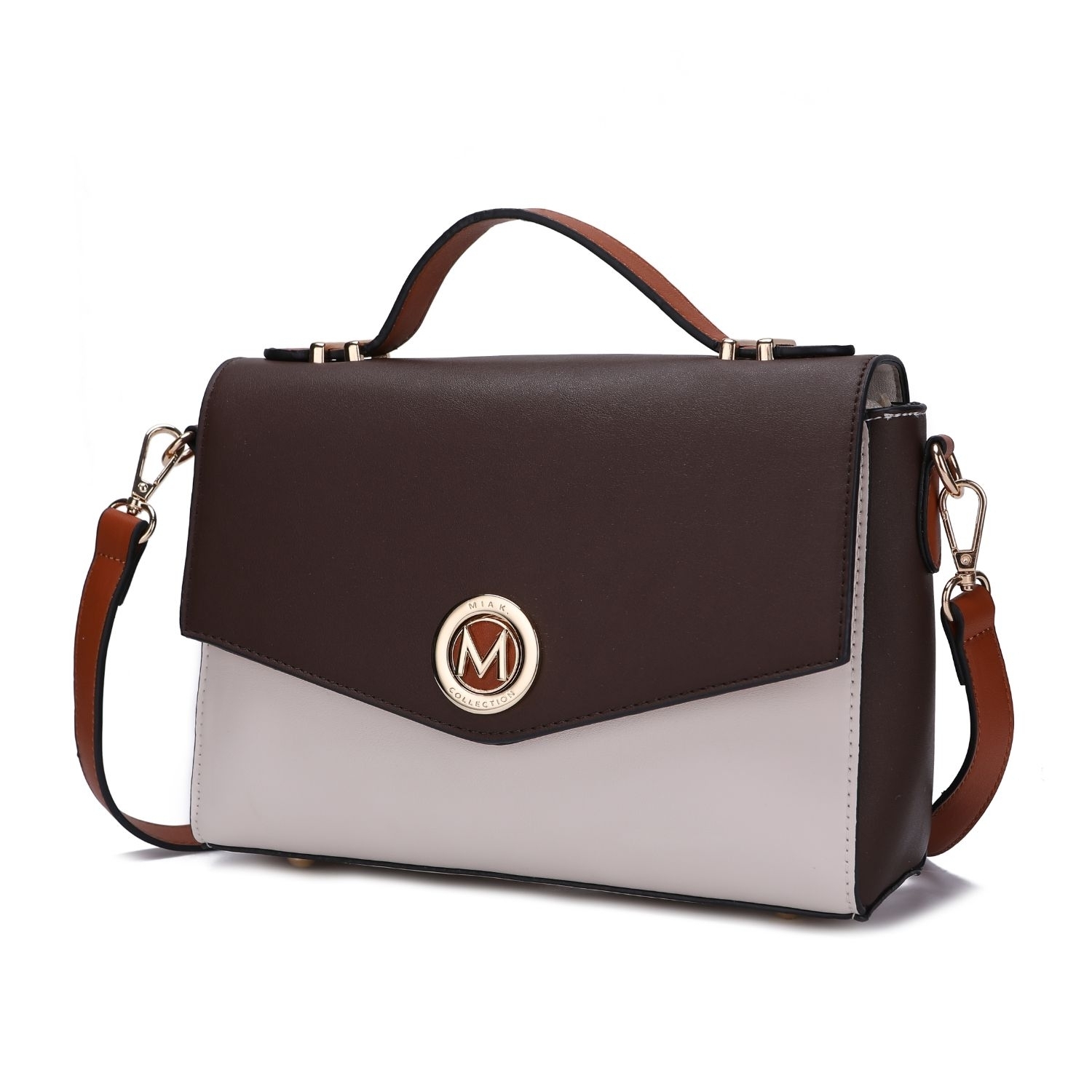 MKF Collection Zayla Color Block Vegan Leather Women's Shoulder Bag By Mia K. - Coffee-ivory