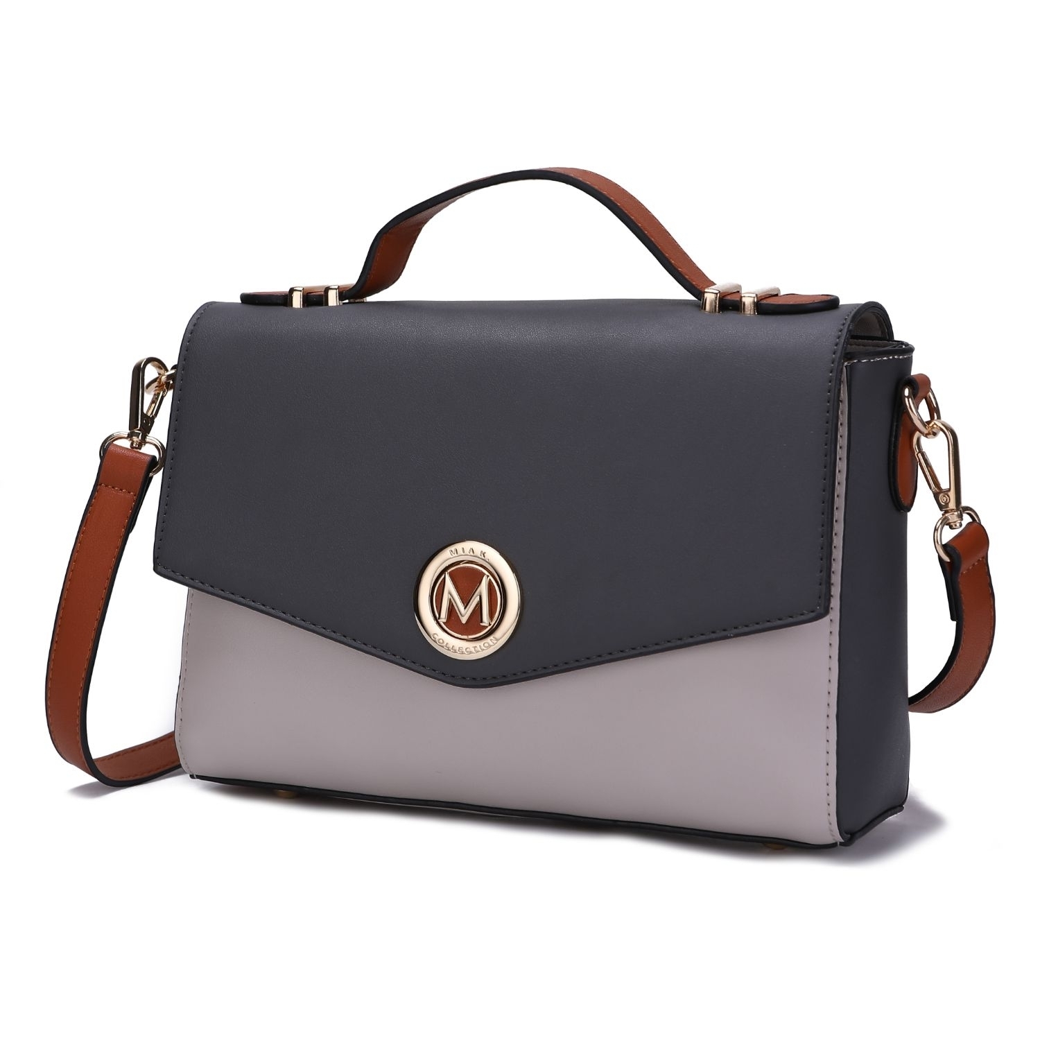 MKF Collection Zayla Color Block Vegan Leather Women's Shoulder Bag By Mia K. - Charcoal-light Grey