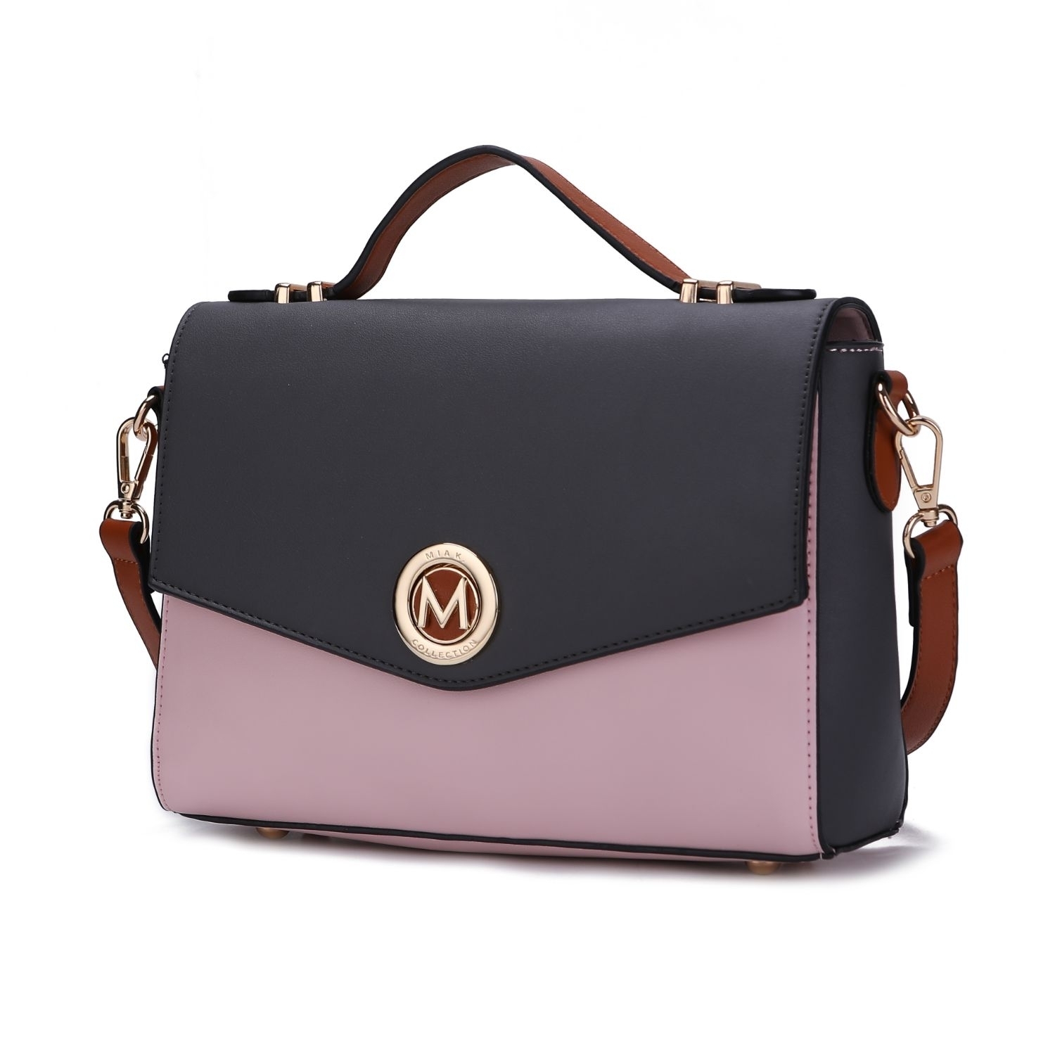 MKF Collection Zayla Color Block Vegan Leather Women's Shoulder Bag By Mia K. - Charcoal-pink