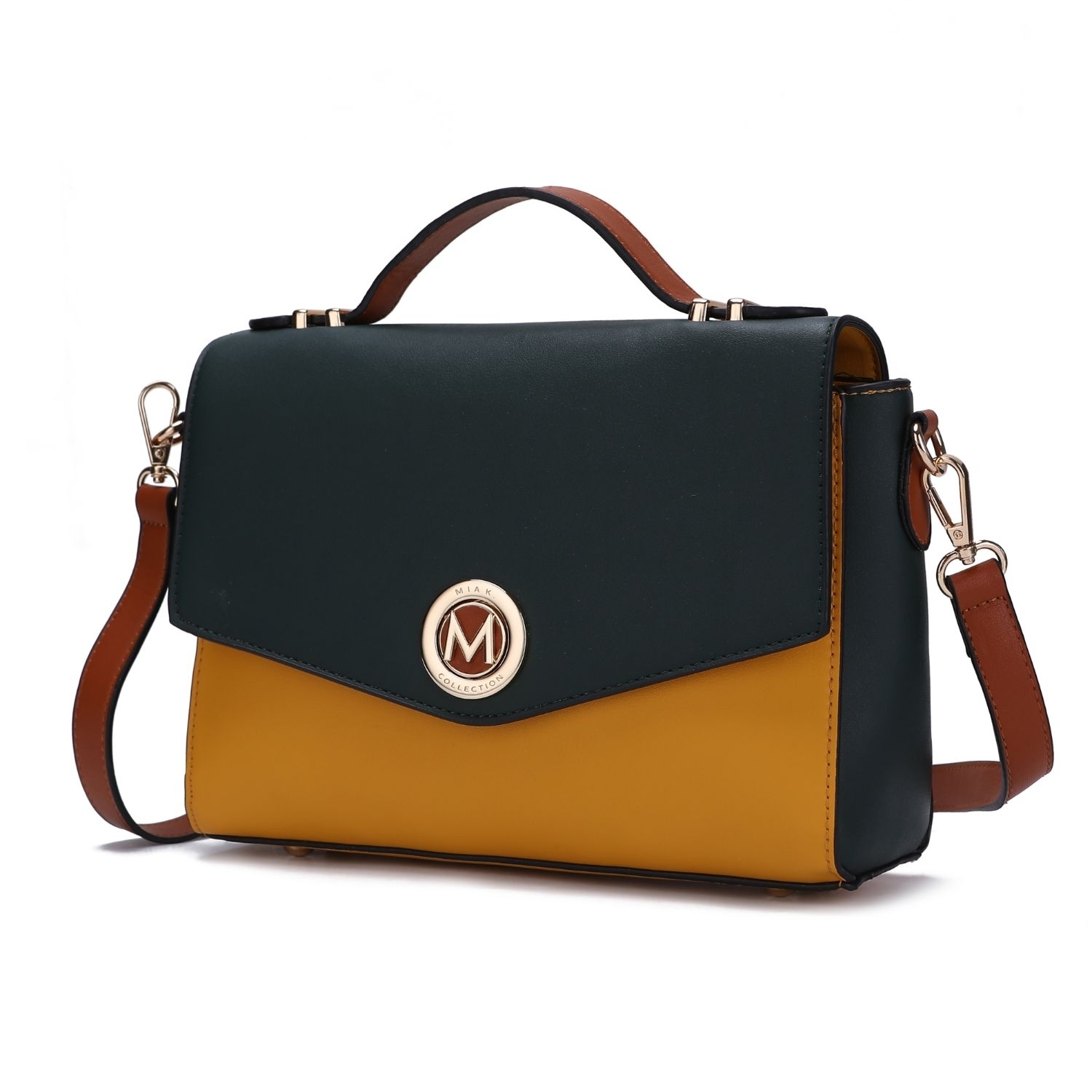 MKF Collection Zayla Color Block Vegan Leather Women's Shoulder Bag By Mia K. - Olive-mustard