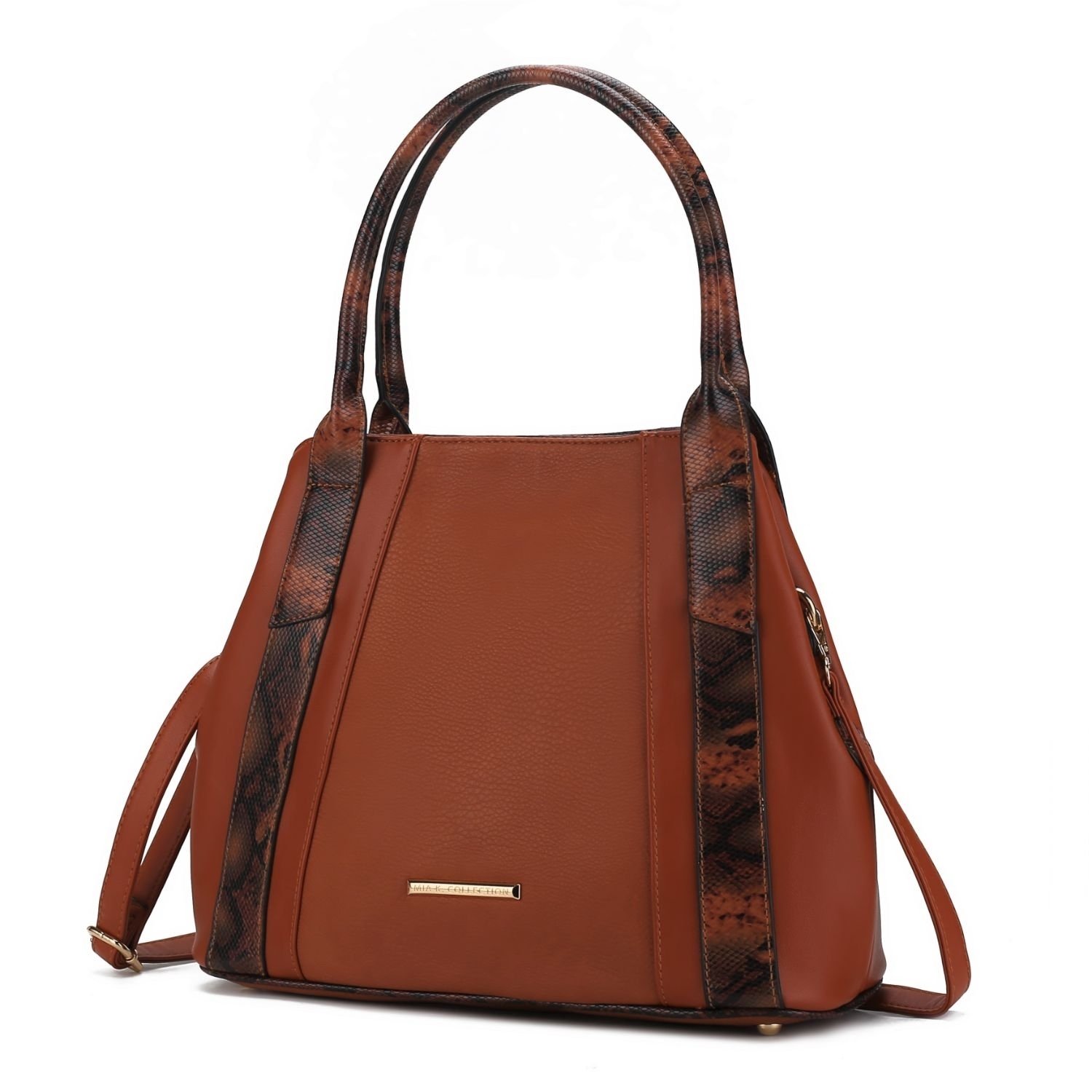 MKF Collection Kenna Snake Embossed Vegan Leather Women's Tote Bag By Mia K - Cognac
