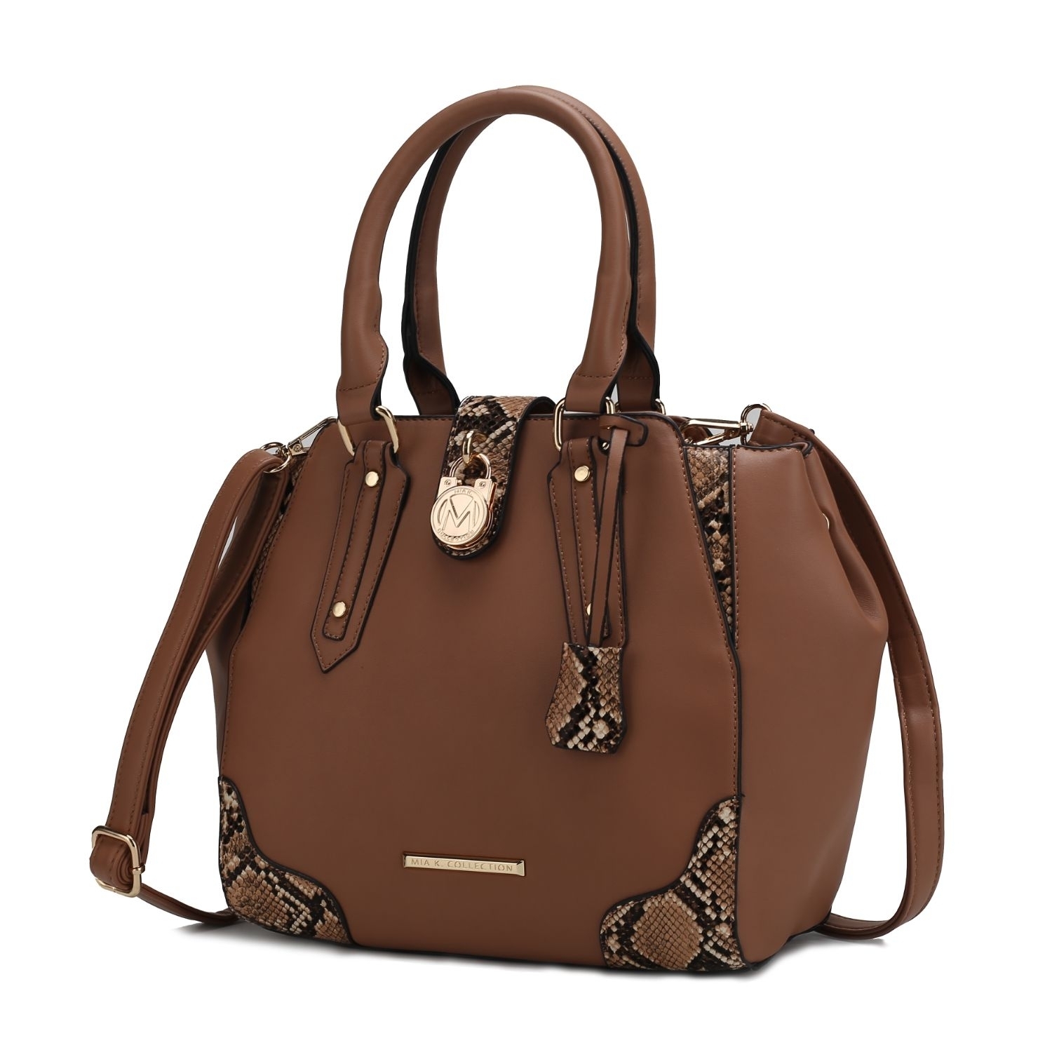 MKF Collection Lorena Snake Embossed Vegan Leather Women's Satchel Bag By Mia K - Taupe