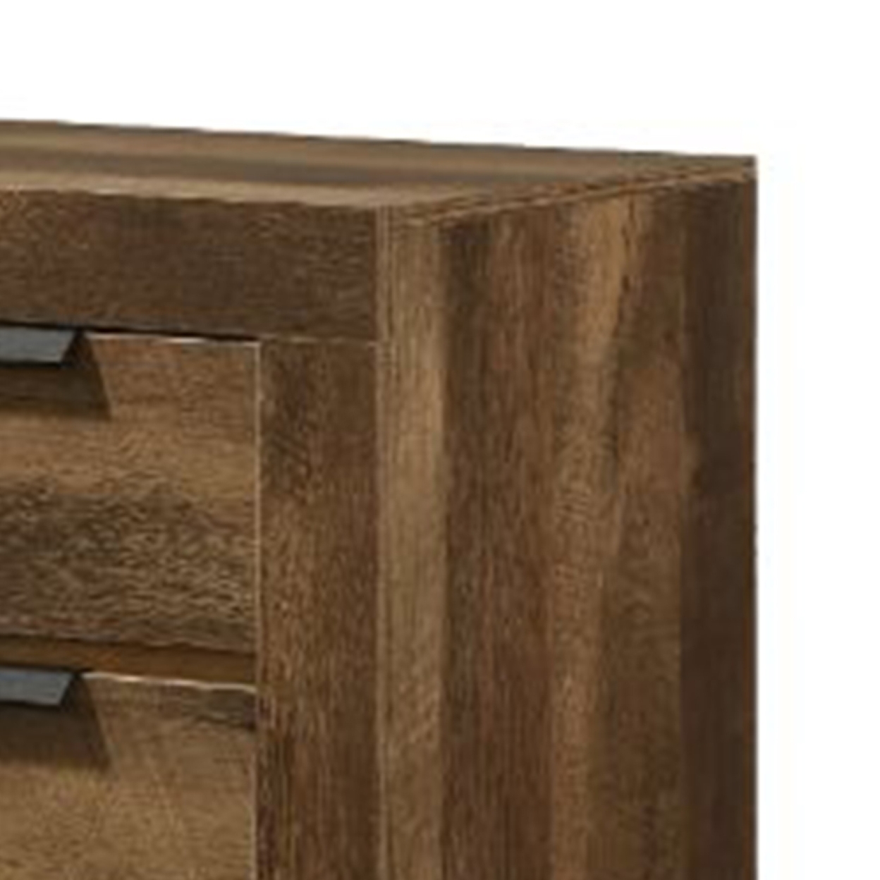 Nightstand With 2 Drawers And Plank Style, Rustic Oak Brown- Saltoro Sherpi