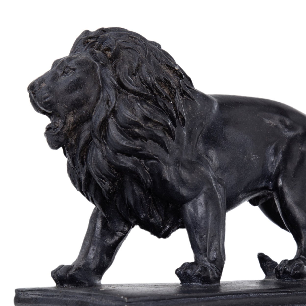 Ari Set Of 2 Classic Bookends, Lion Statuette Figurines, Glossy Black Resin- Saltoro Sherpi