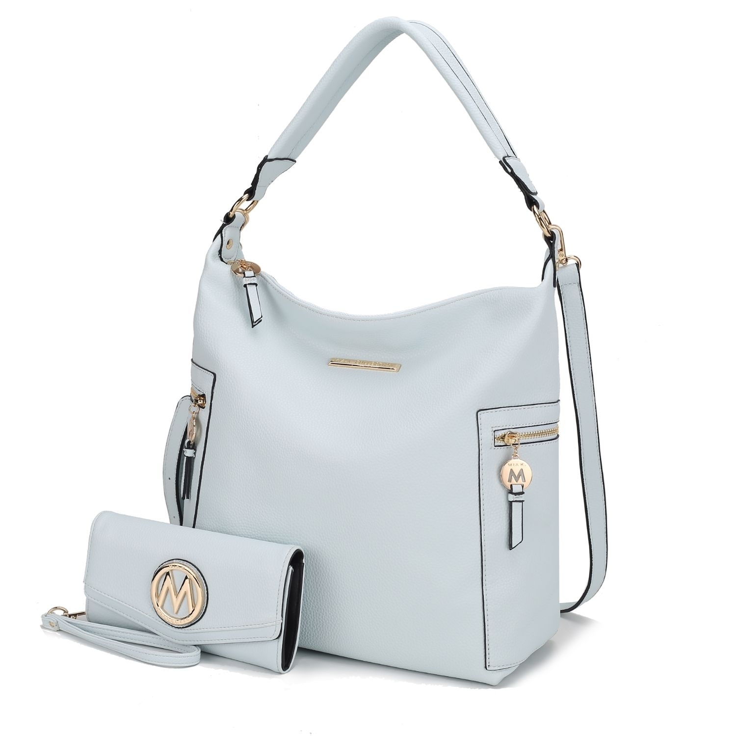 MKF Collection Ophelia Vegan Leather Women's Hobo Bag By Mia K With Wallet - 2 Pieces - Light Blue