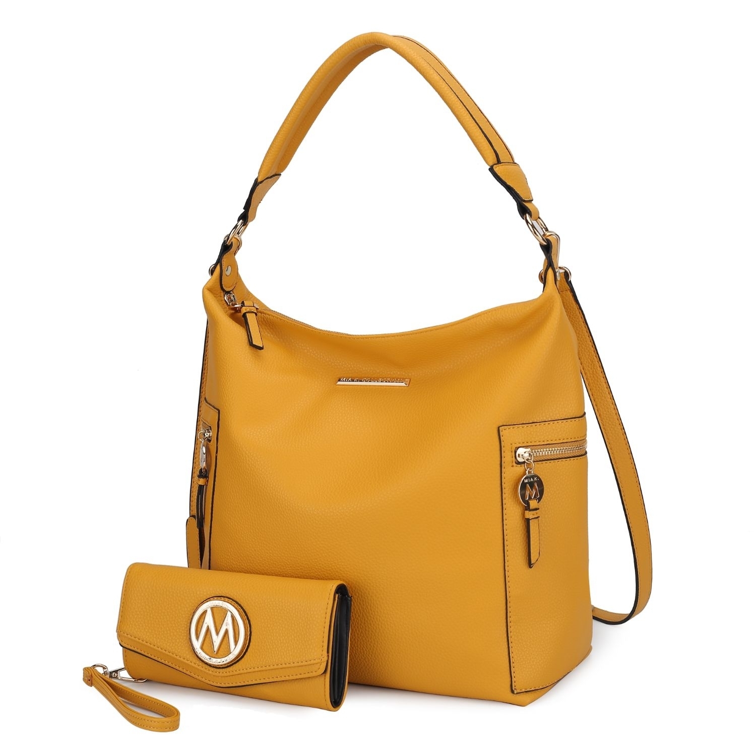 MKF Collection Ophelia Vegan Leather Women's Hobo Bag By Mia K With Wallet - 2 Pieces - Yellow