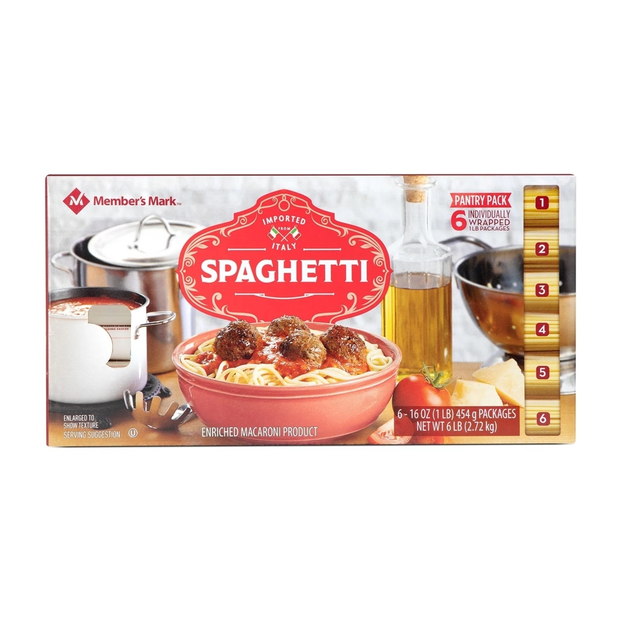 Member's Mark Spaghetti Pasta Pantry Pack, 1 Pound (Pack Of 6)