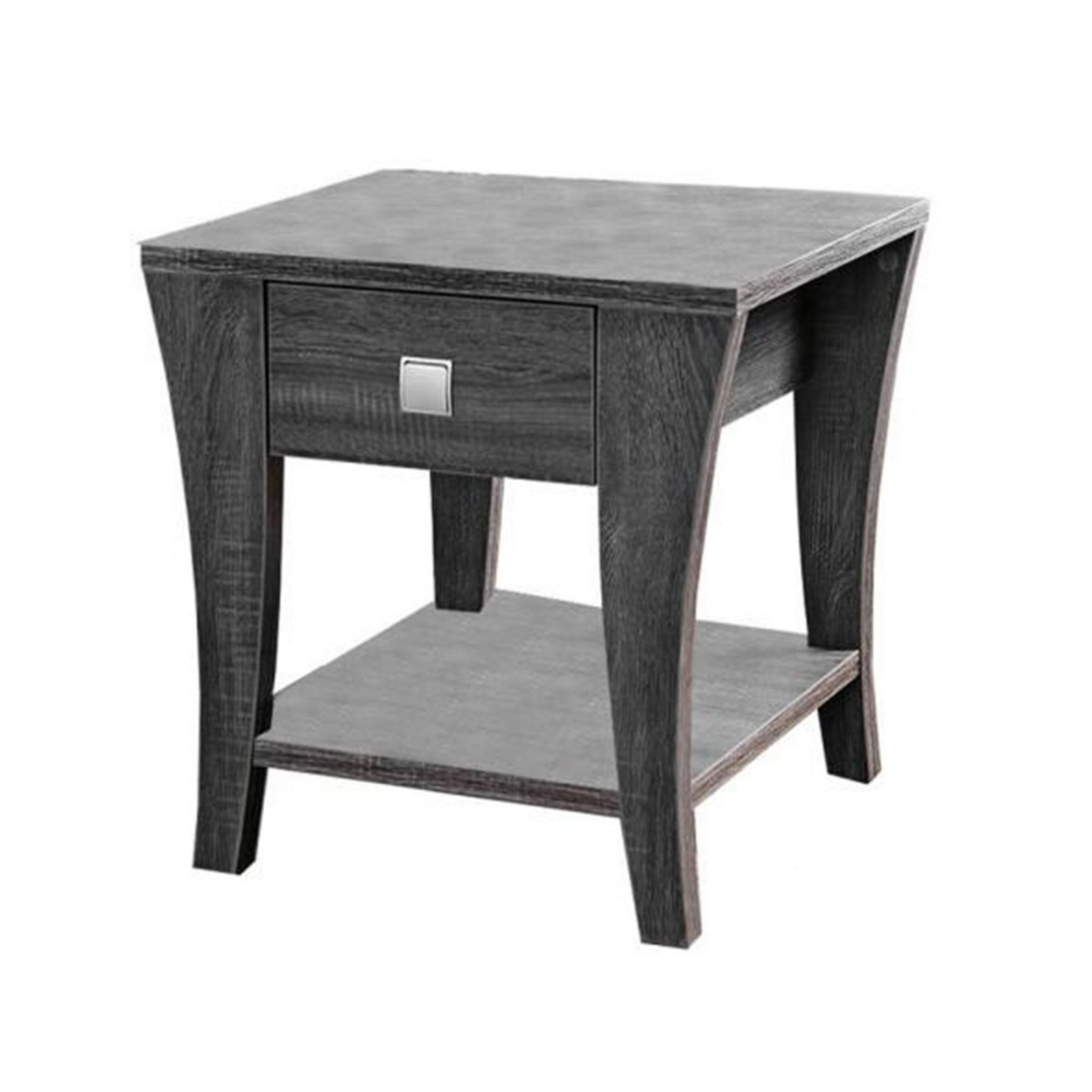 Wooden End Table With Swooping Curled Legs, Gray- Saltoro Sherpi