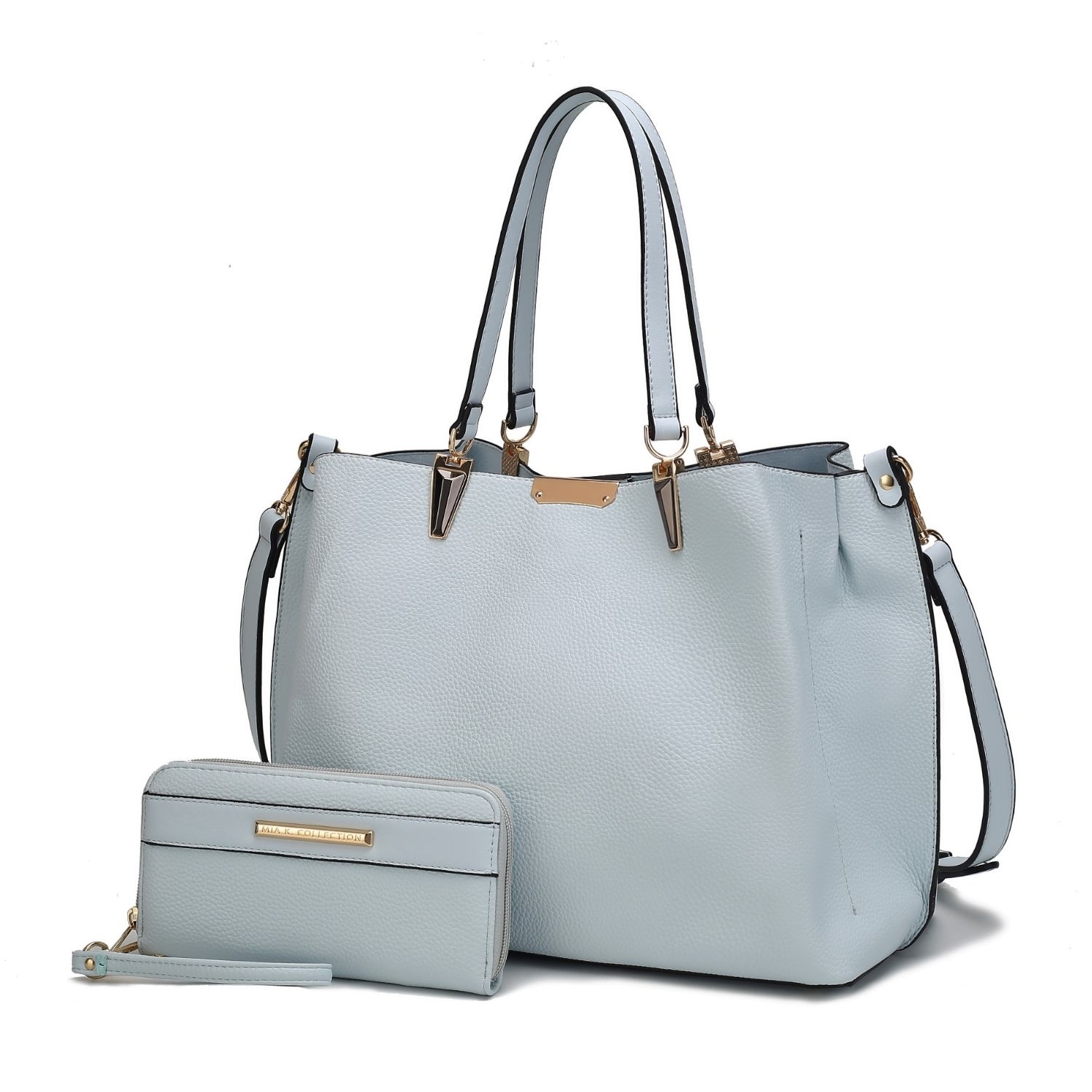 MKF Collection Kane Vegan Leather Women’s Satchel Bag With Wallet By Mia K – 2 Pieces - Light Blue