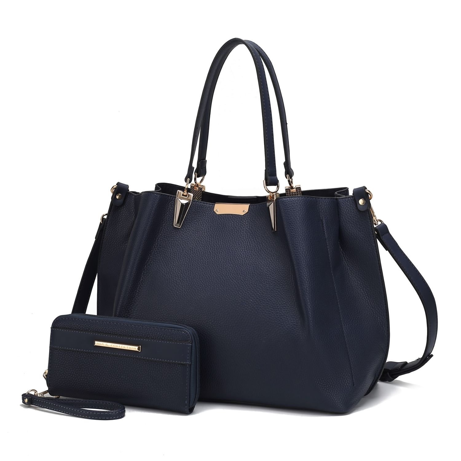 MKF Collection Kane Vegan Leather Women’s Satchel Bag With Wallet By Mia K – 2 Pieces - Navy