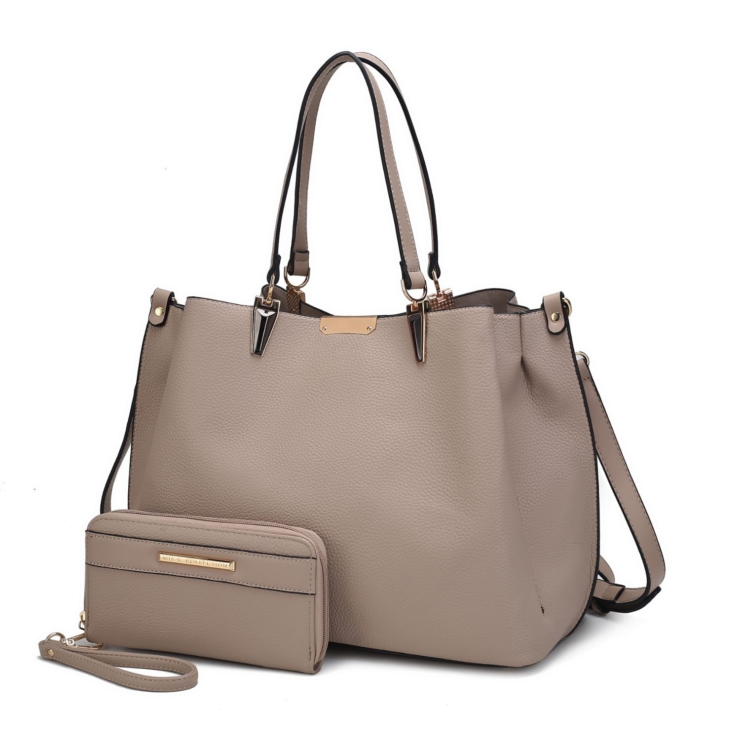 MKF Collection Kane Vegan Leather Women’s Satchel Bag With Wallet By Mia K – 2 Pieces - Taupe