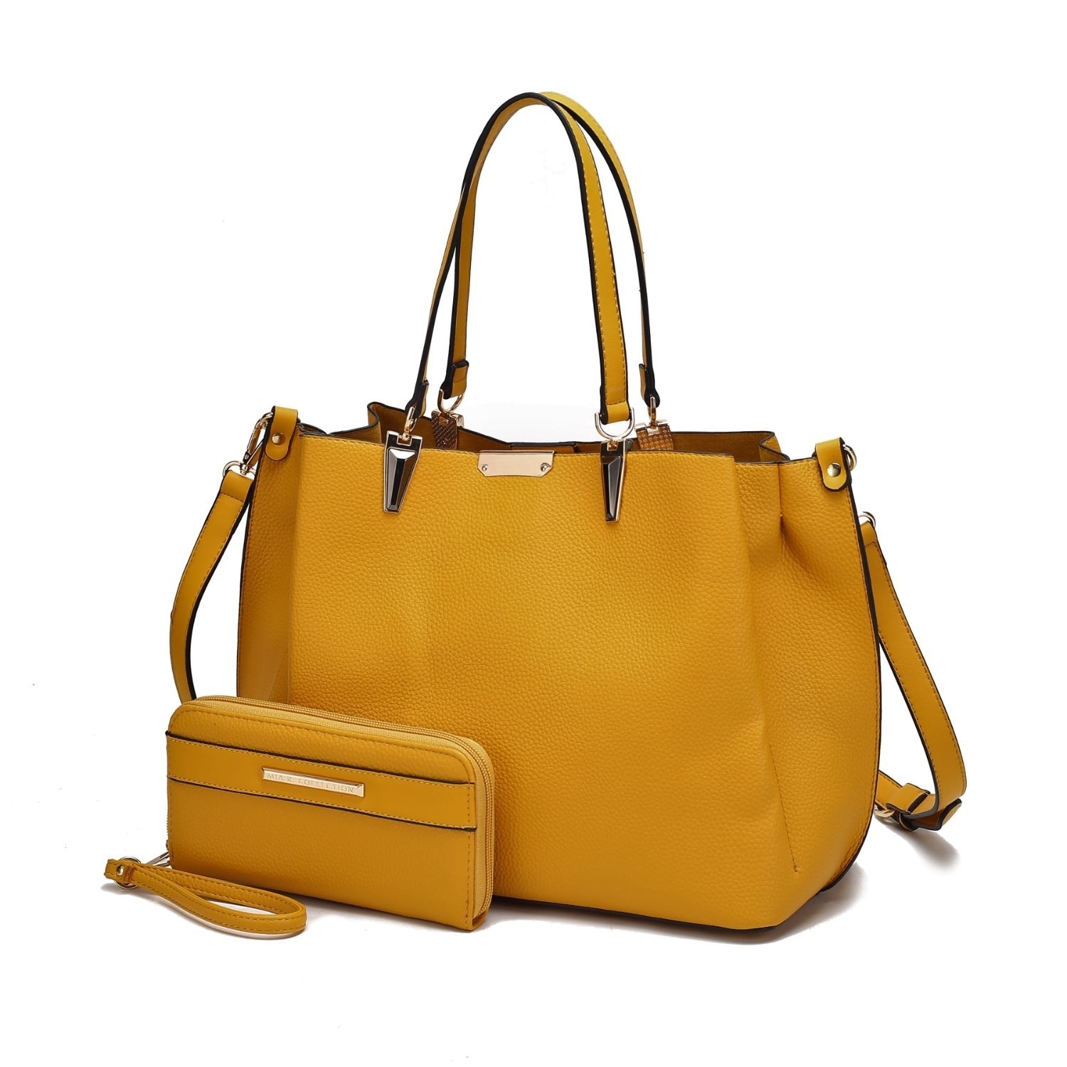 MKF Collection Kane Vegan Leather Women’s Satchel Bag With Wallet By Mia K – 2 Pieces - Mustard Yellow