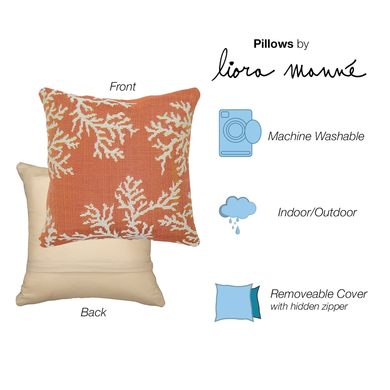 Liora Manne Marina Coral Edge Indoor Outdoor Decorative Pillow Sunset