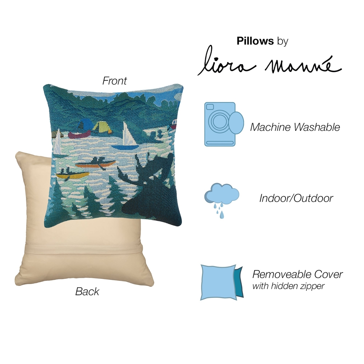 Liora Manne Marina Lake Life Indoor Outdoor Decorative Pillow Blue