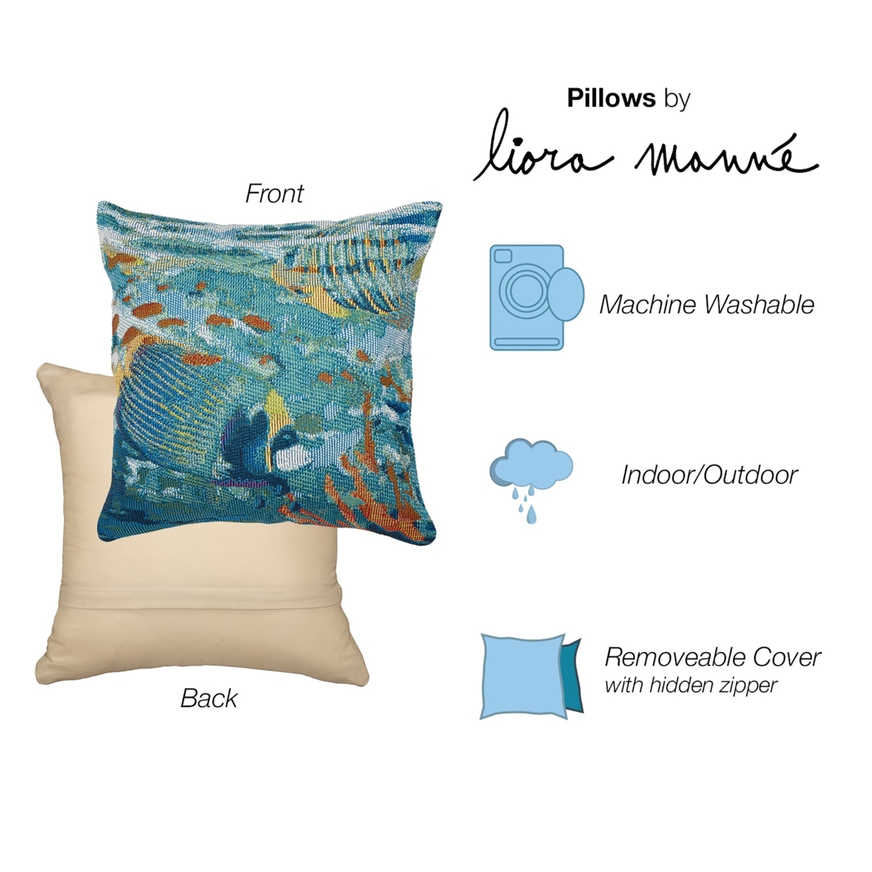 Liora Manne Marina Fantasea Indoor Outdoor Decorative Pillow Ocean