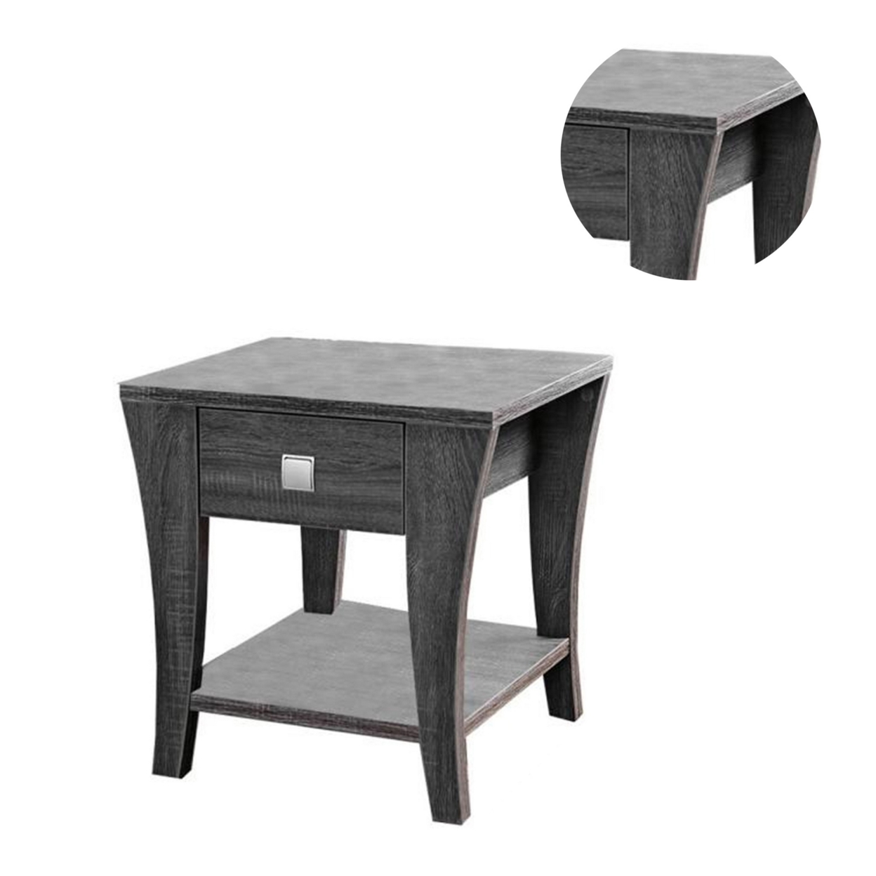 Wooden End Table With Swooping Curled Legs, Gray- Saltoro Sherpi