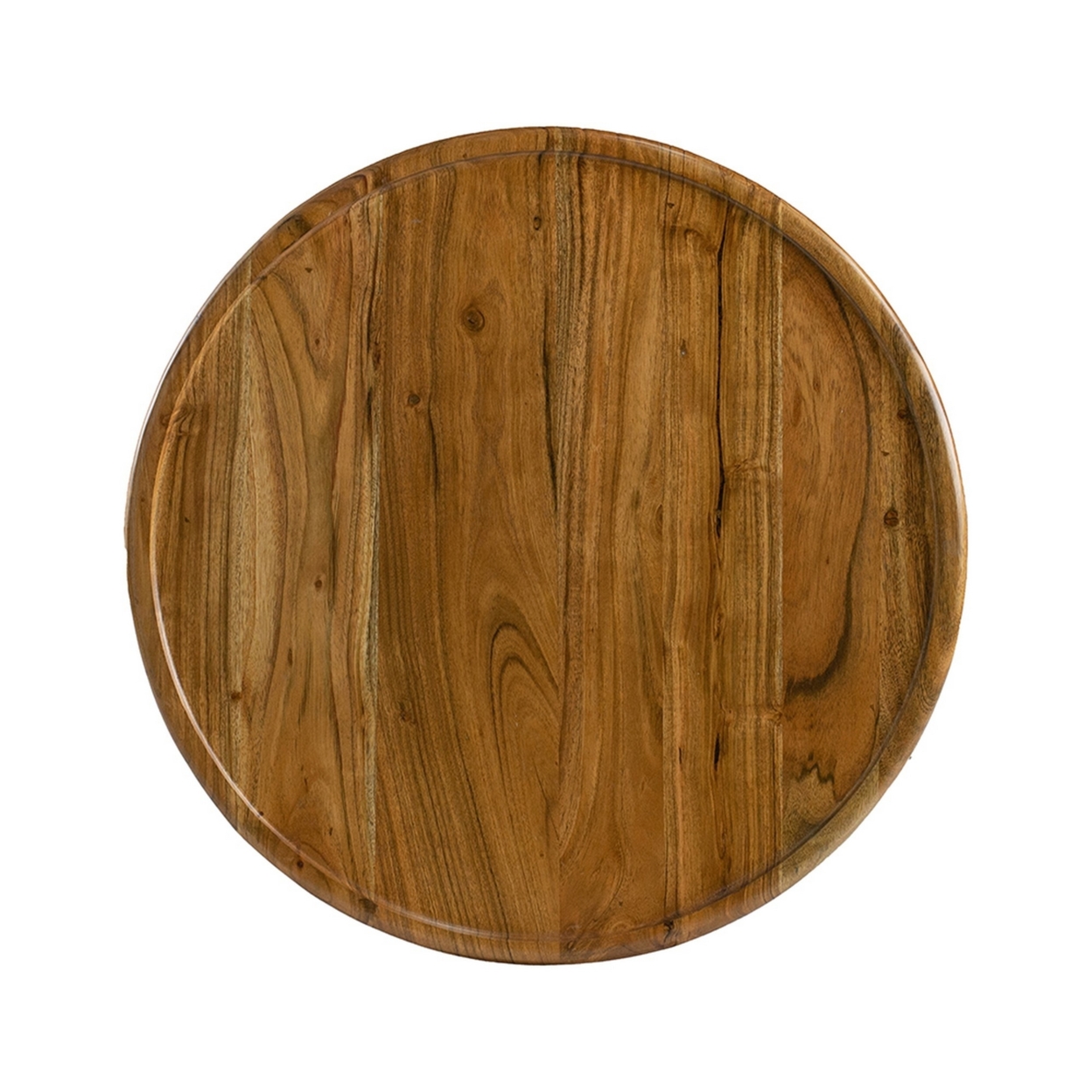 25 Inch Round Accent Side Table, Mango Wood, Barrel Shape, Classic Brown- Saltoro Sherpi
