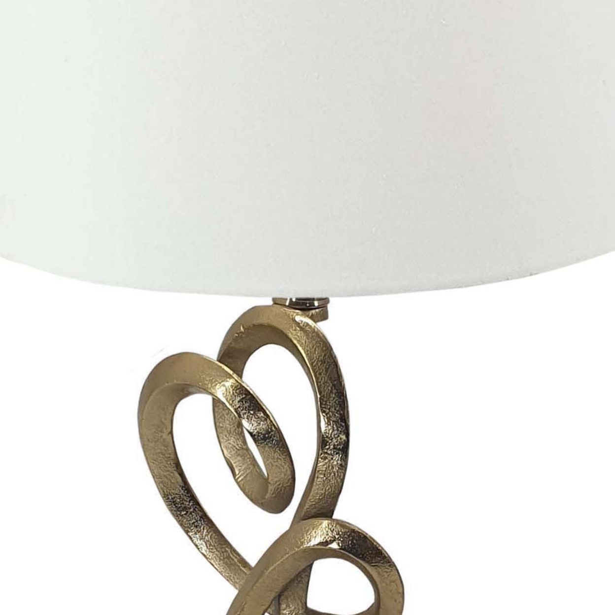 23 Inch Modern Accent Table Lamp, White Linen Shade, Luxury Gold Iron Frame, Saltoro Sherpi