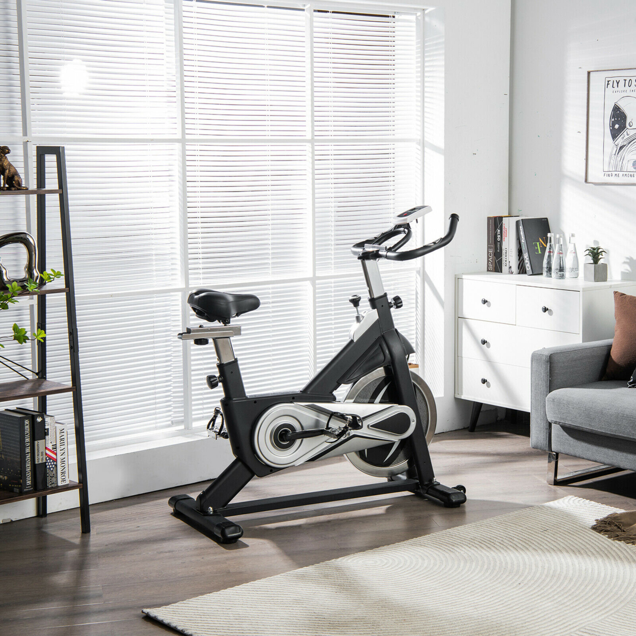 Stationary Exercise Bike Fitness Cycling Bike W/40 Lbs Flywheel Home Gym Cardio