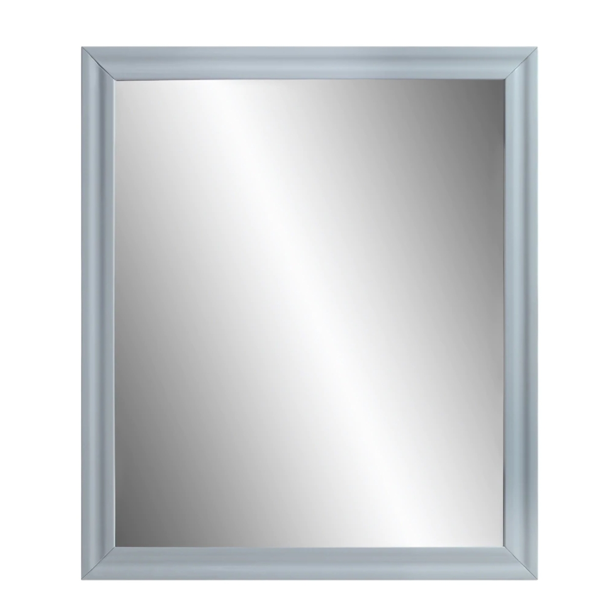 Tyra 39 Inch Wall Mirror, Rectangular Wood Frame, Gray- Saltoro Sherpi