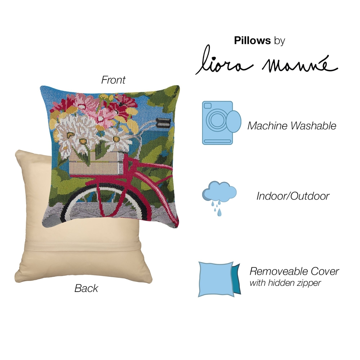 Liora Manne Marina Summer Ride Indoor Outdoor Decorative Pillow Blue