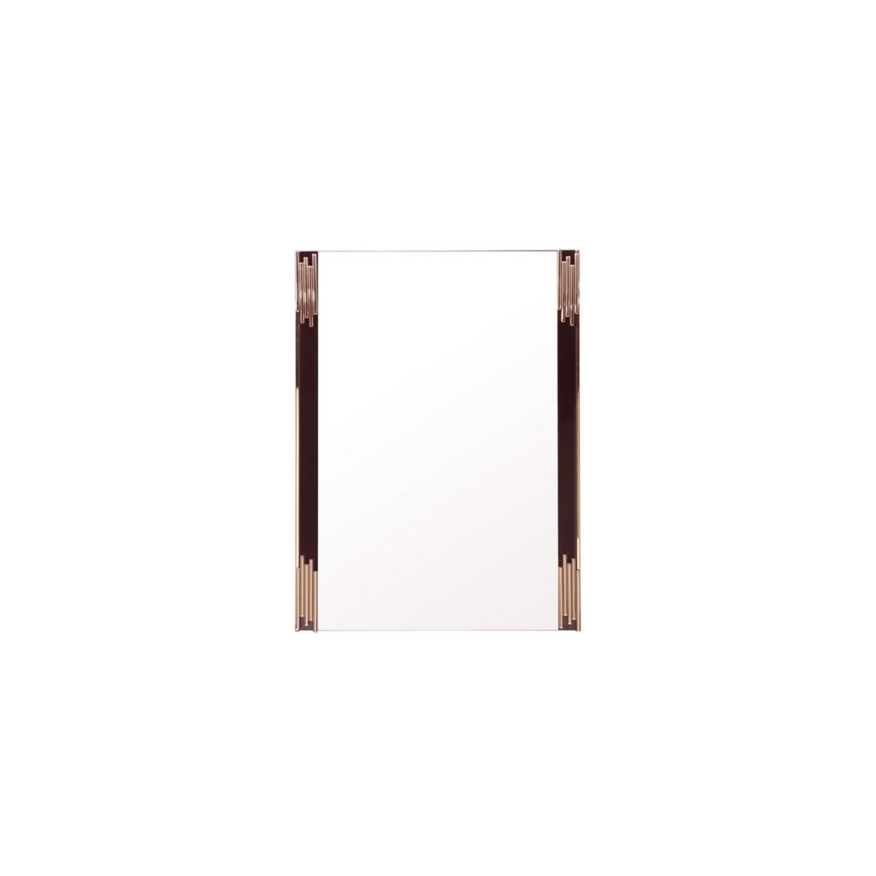 Cid 43 Inch Modern Metal Mirror, Rectangular Frame, Black And Gold- Saltoro Sherpi