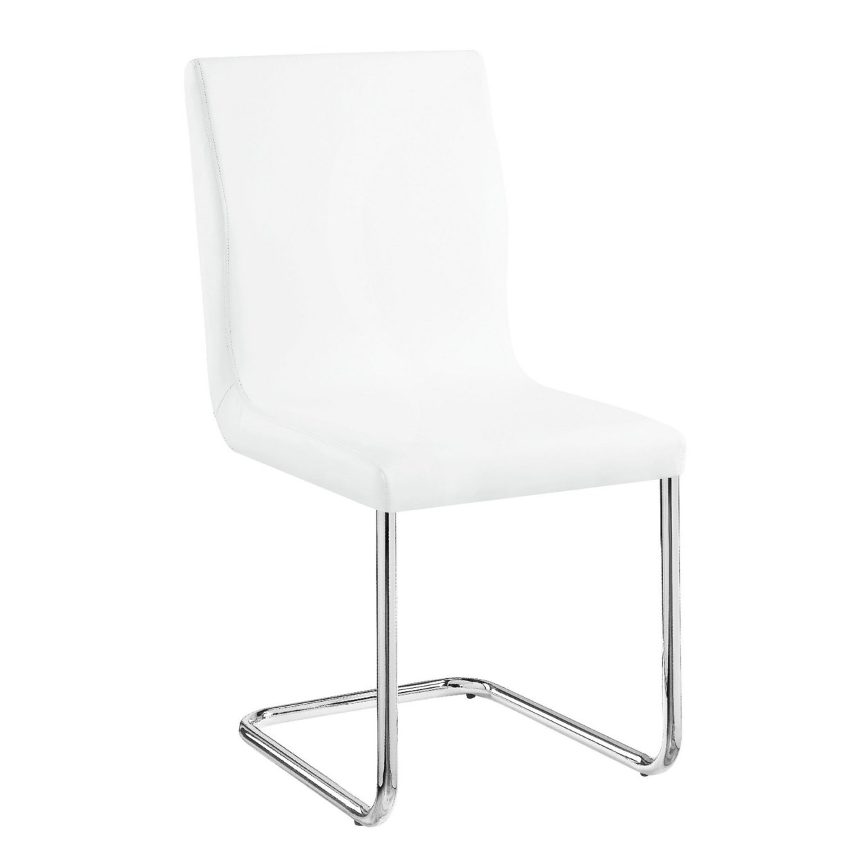 Tony 23 Inch Dining Side Chair, Vegan Faux Leather, Metal, Set Of 2, White- Saltoro Sherpi