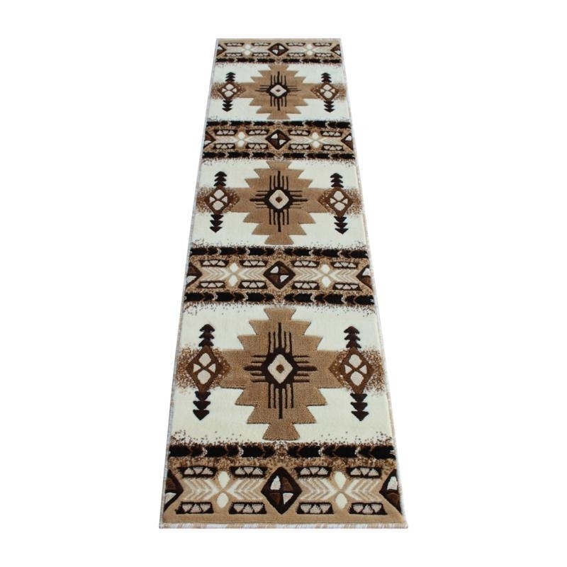 Mohave Collection 2' X 7' Ivory Traditional Southwestern Style Area Rug - Olefin Fibers With Jute Backing