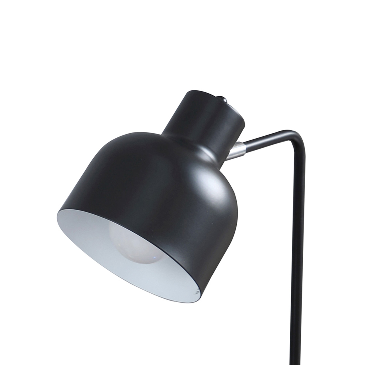 15 Inch Metal Table Lamp, Adjustable Shade, Wireless Charging, Black- Saltoro Sherpi